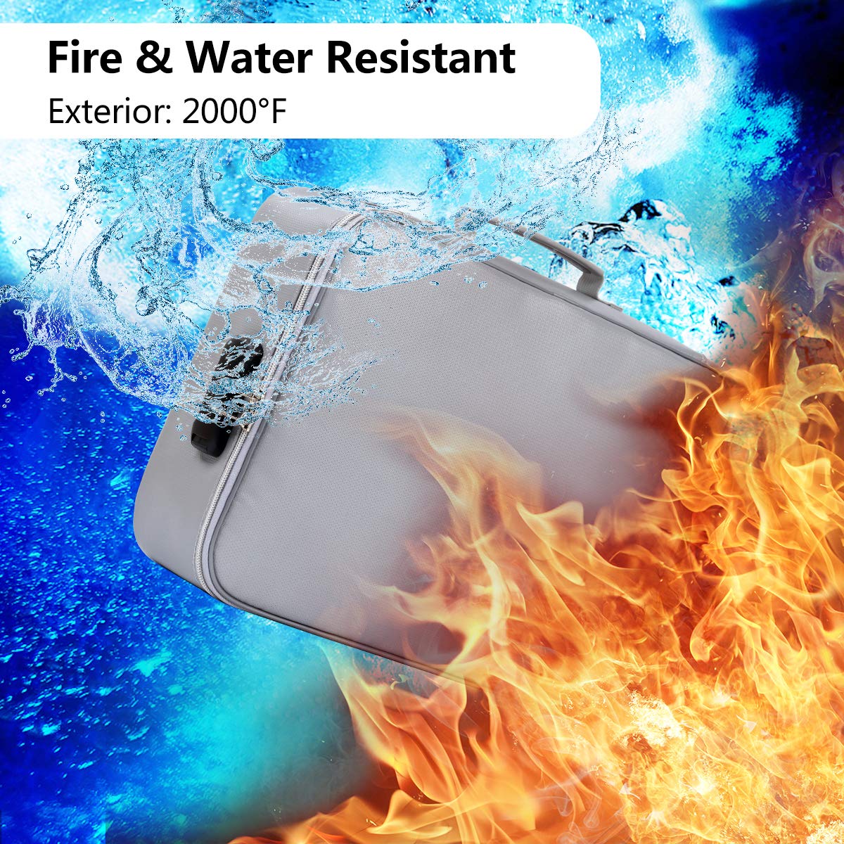 Fireproof Document Bag with Lock - Waterproof File Storage Organizer Pouch for Home, Office & Travel - Protect Important Papers, Certificates & Cash Safely