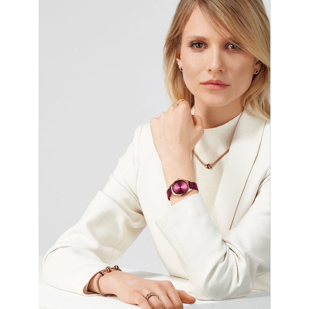Bering Ultra Slim Purple Milanese Strap Women's Watch 17031 969 - Elegant Fashion Accessory for Office, Party & Everyday Wear