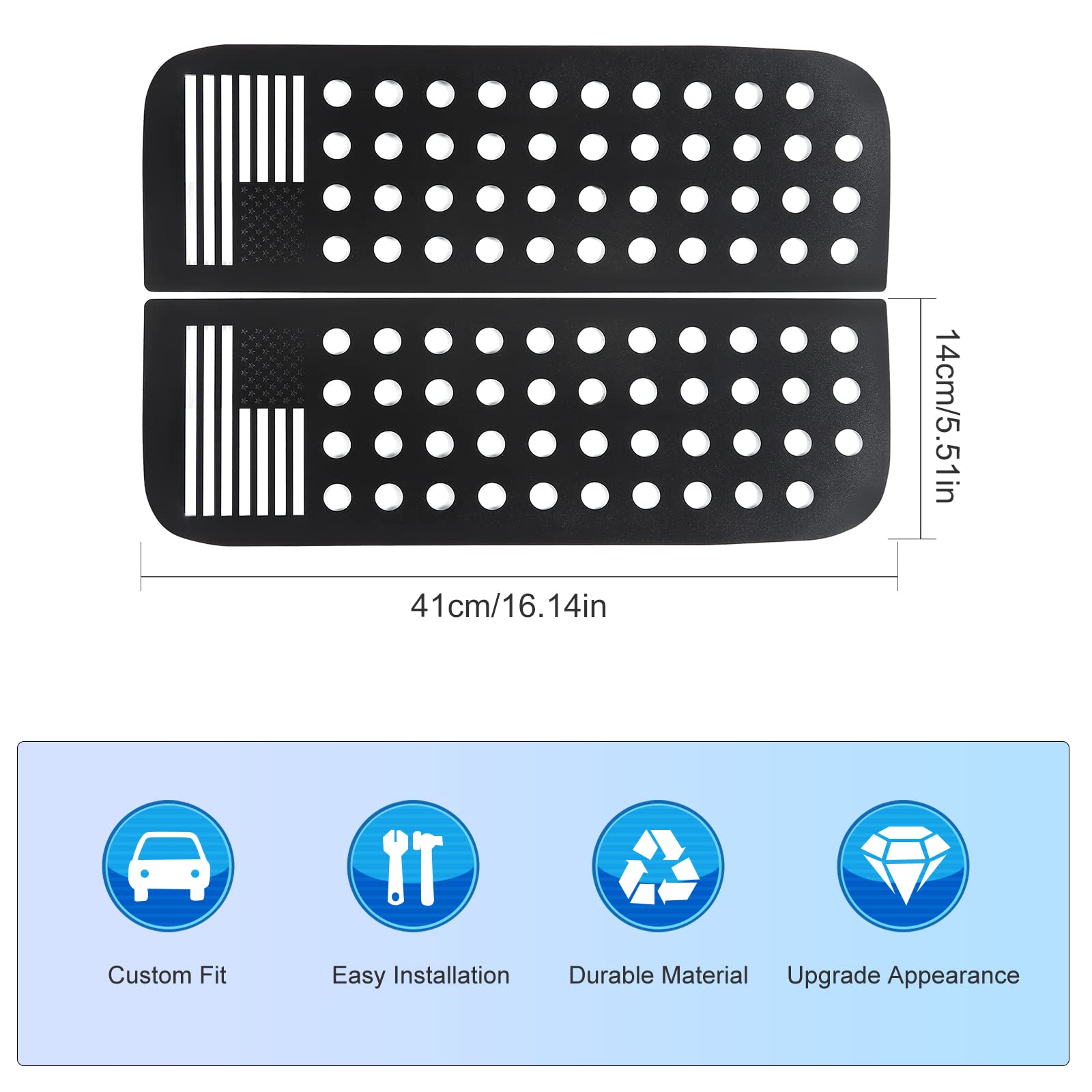 Jeep Wrangler JLU 4-Door & Gladiator JT Rear Side Window Decals - American Flag Exterior Trim Accessories (2018-2023 Models) | Perfect for Off-Road Adventures & Patriotic Style