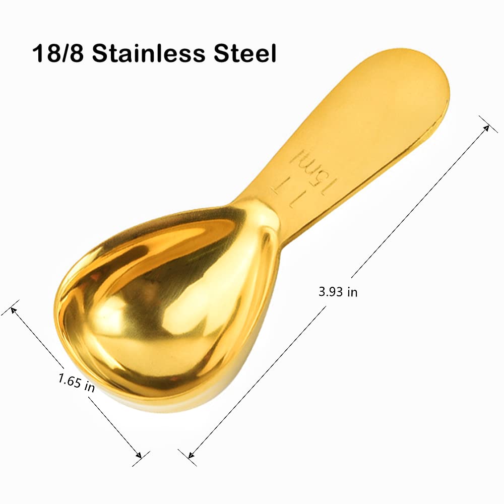 4-Piece Stainless Steel Coffee Scoop Set - Short Handle Tablespoon Measuring Spoons for Coffee, Tea, Sugar & Flour - Perfect for Baristas, Home Brewing & Baking