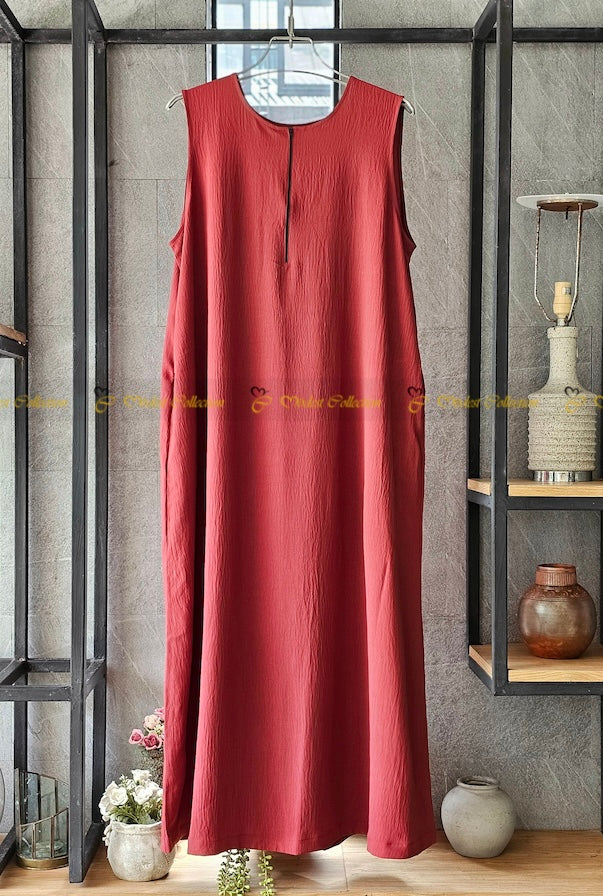 Elegant A-Line Sleeveless Coffee Dress for Women - Perfect for Casual Outings, Brunch Dates & Summer Parties