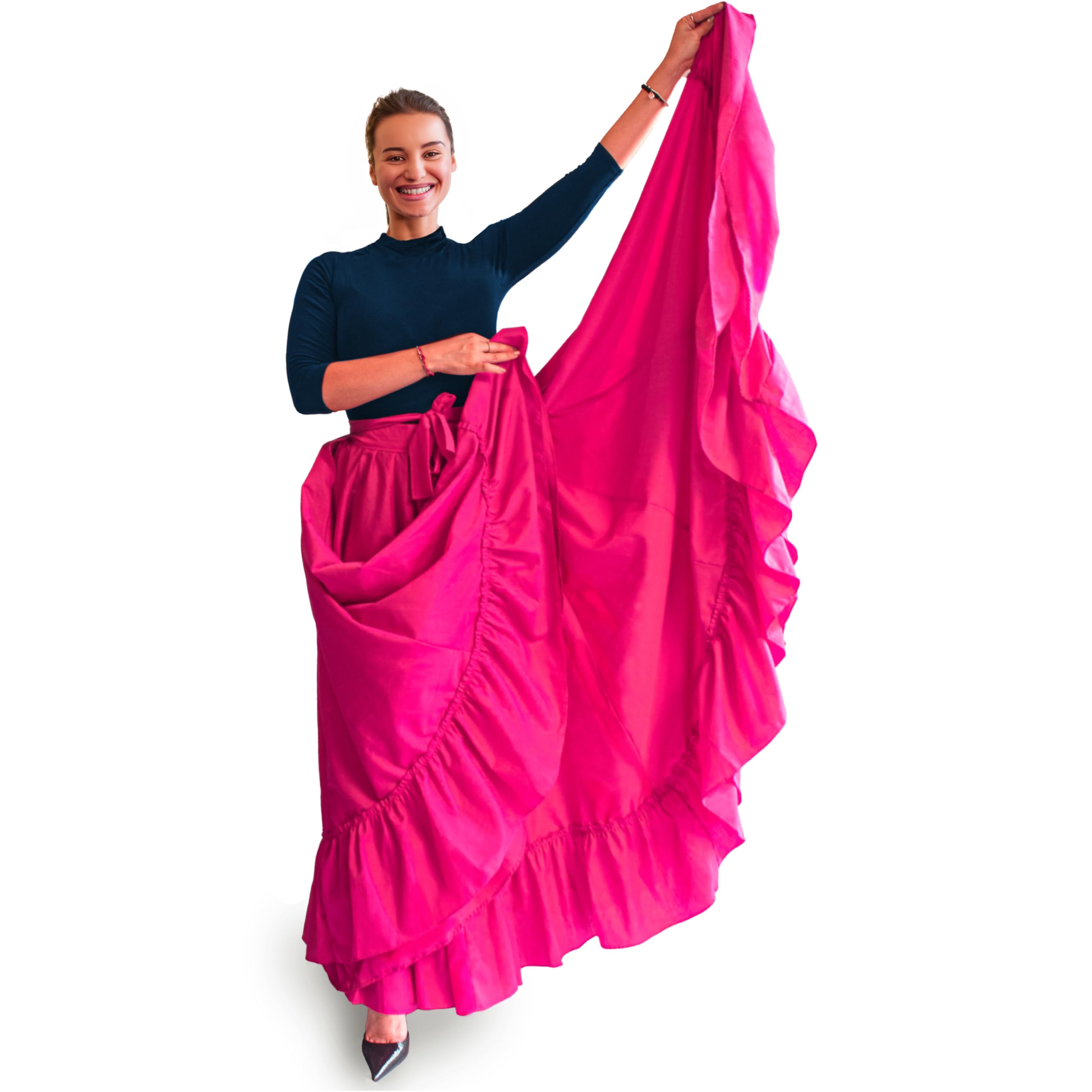 Professional Folkloric Dance Skirt for Mexican, Bomba, Plena & Flamenco | Double Circle Skirt | Perfect for Performances, Practice & Cultural Events