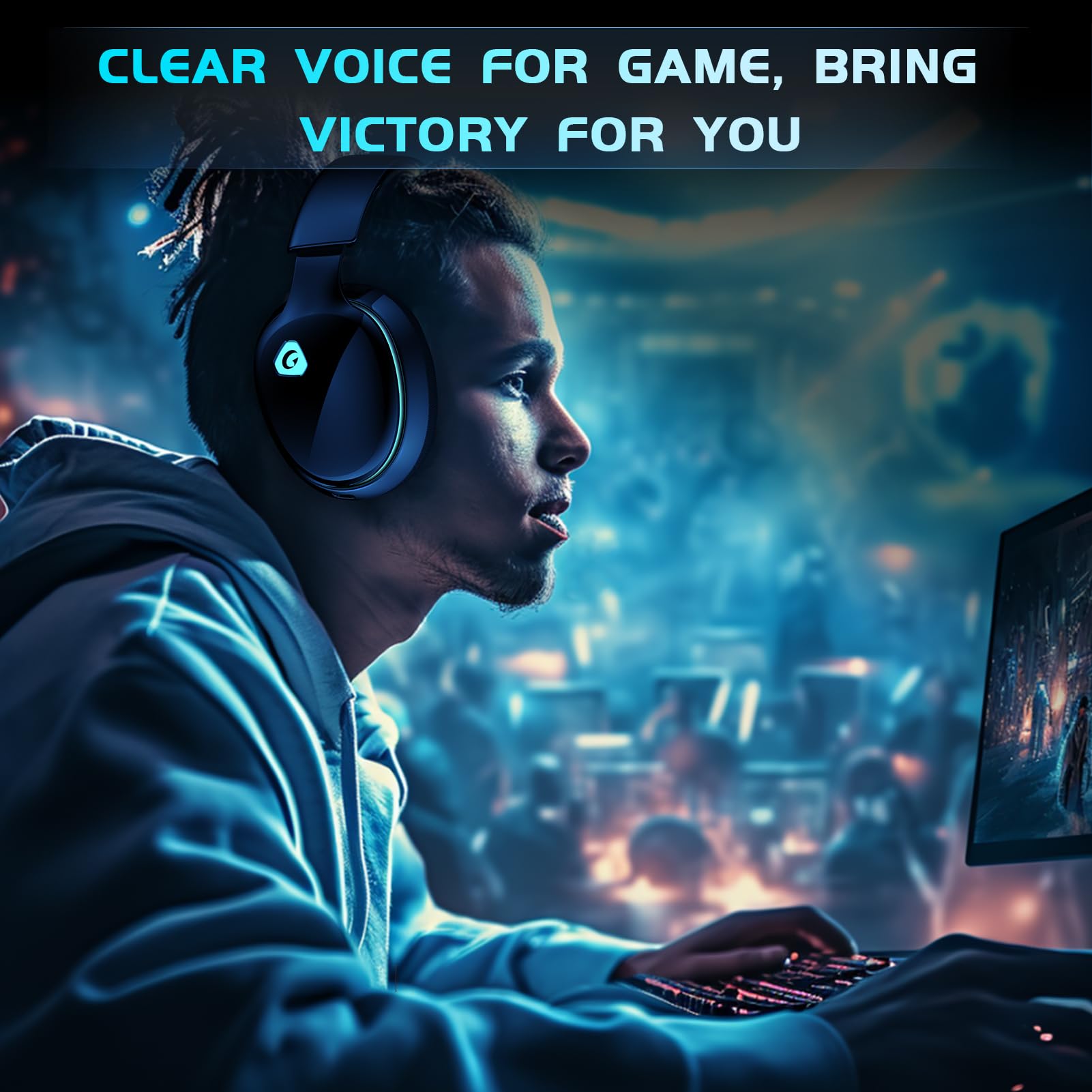 Gtheos 2.4GHz Wireless Gaming Headset for PS5, PS4, PC, Nintendo Switch - Bluetooth 5.3 Headphones with Noise Cancelling Mic, Stereo Sound & 40+ Hour Battery - Perfect for Fortnite, Call of Duty & FPS Gaming (Black)