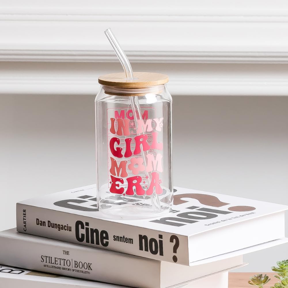 Personalized 16oz Coffee Glass with Bamboo Lid - Perfect New Mom Gift, Girl Mom Gift, Mother's Day Present, Baby Shower & Pregnancy Gift - Ideal for Expecting Moms, Postpartum Care & Daily Coffee Moments