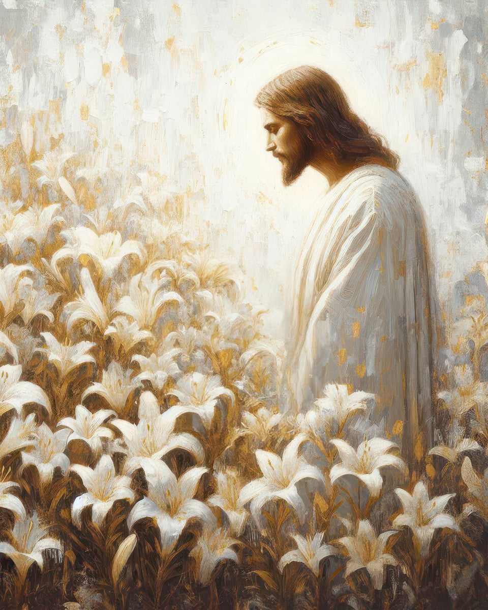 Consider The Lilies - Inspirational Christian Wall Art Decor for Home & Office | Perfect for Living Room, Bedroom, Church & Gift Giving