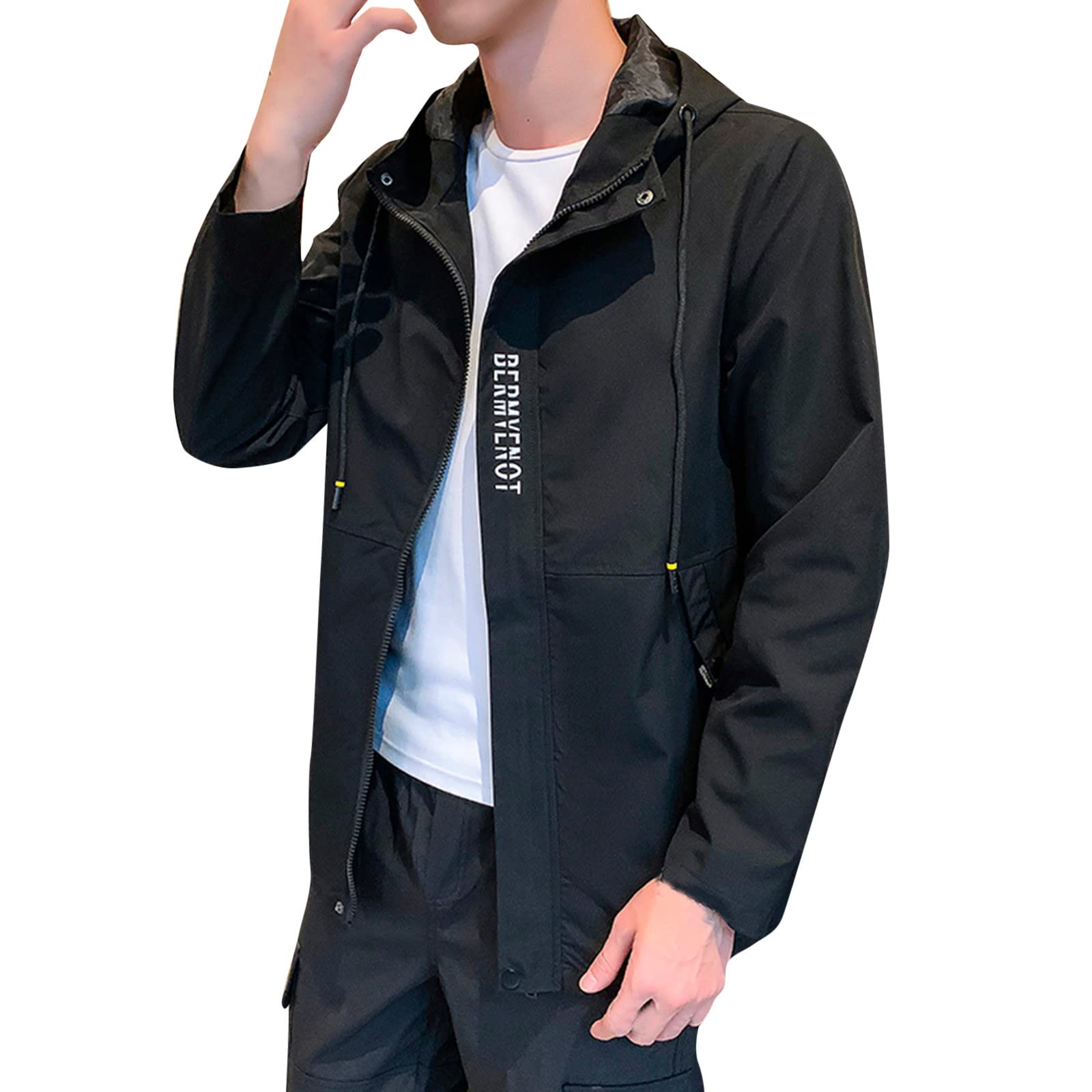 Men's Lightweight Hooded Jacket - Long Sleeve Casual Coat for Autumn & Winter Travel | Water-Resistant Outdoor Blouse with Detachable Vest for Hiking, Camping & Daily Wear