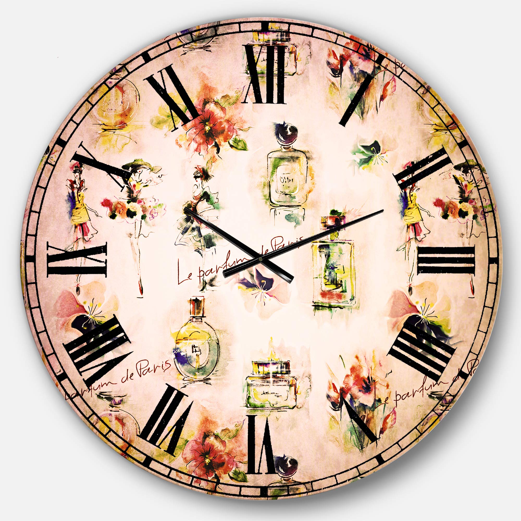 DesignArt 'Perfume Bottles and Flowers' Abstract Wall Clock - 29