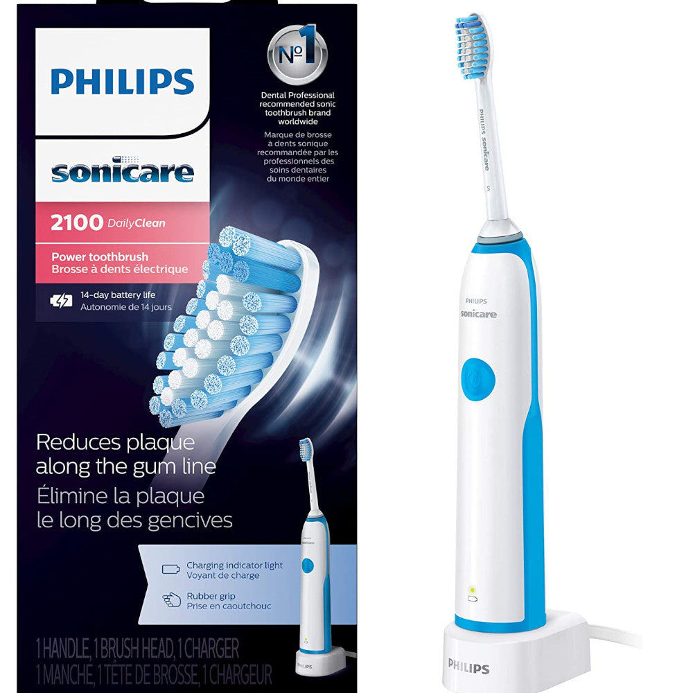 Philips Sonicare DailyClean 2100 Electric Toothbrush (HX3211/12) - Rechargeable with 2 Brush Heads for Deep Cleaning & Whitening - Perfect for Travel & Home Use