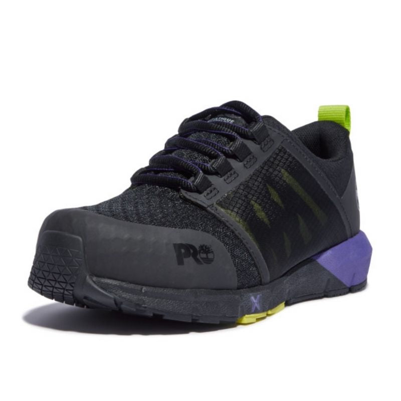 Timberland PRO Radius Women's Athletic Composite Toe Work Shoes - Lightweight Safety Shoes for Women, Non-Slip Work Boots with Steel Toe Protection (Black/Purple) - Perfect for Construction, Warehouse & Industrial Work