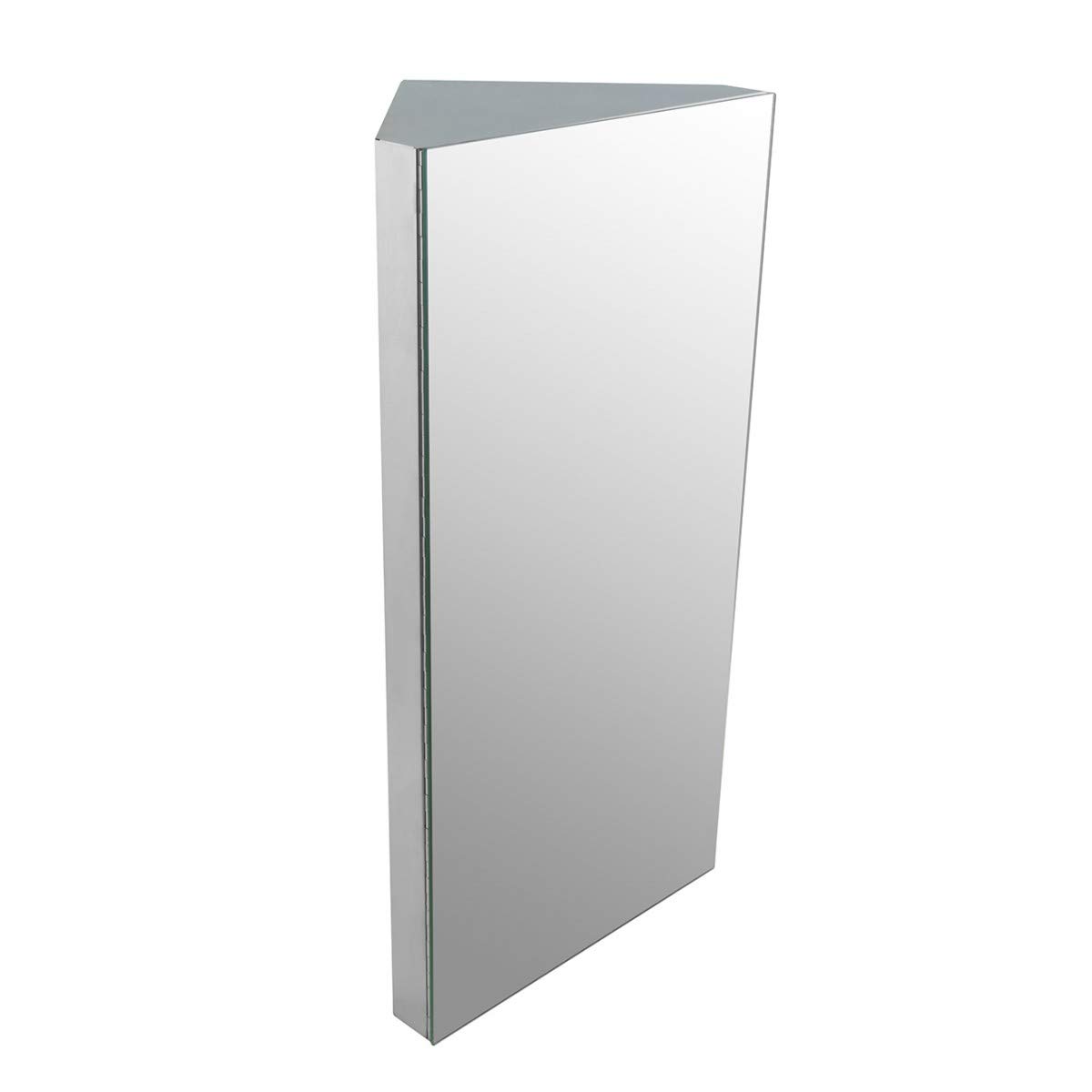Renovators Supply Infinity Corner Medicine Cabinet with Mirror - Triple Shelf Storage, Modern Wall Mount Bathroom Cabinet - 23.6 Inch Right Opening, Polished Stainless Steel (1 Pack) | Perfect for Small Bathrooms, Apartments & Vanity Organization