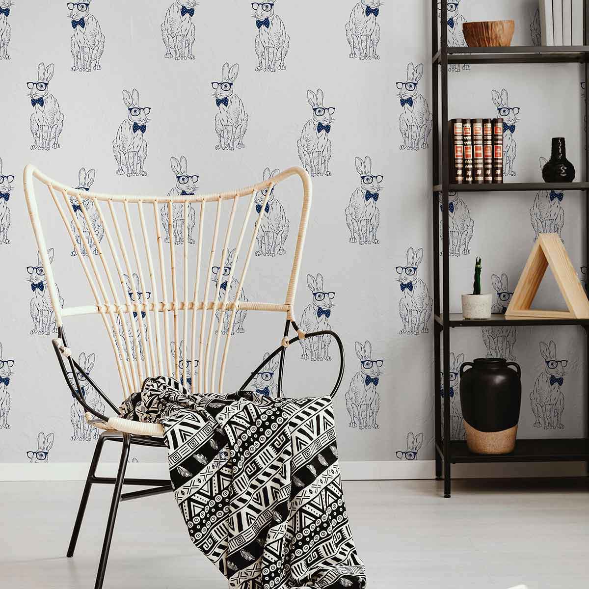 Blue Rabbit Peel and Stick Removable Wallpaper - Self-Adhesive Decorative Wall Covering for Nursery, Kids Room & Home Decor - Easy to Install & Remove