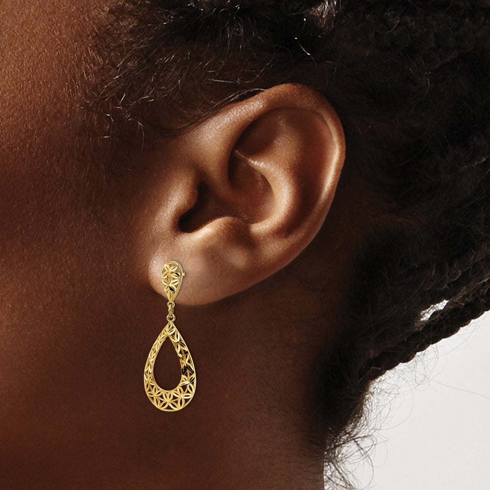 Gold Diamond Cut Dangle Post Earrings for Women - Elegant Fashion Jewelry Gift (Model YE1934) | Perfect for Parties, Weddings & Special Occasions