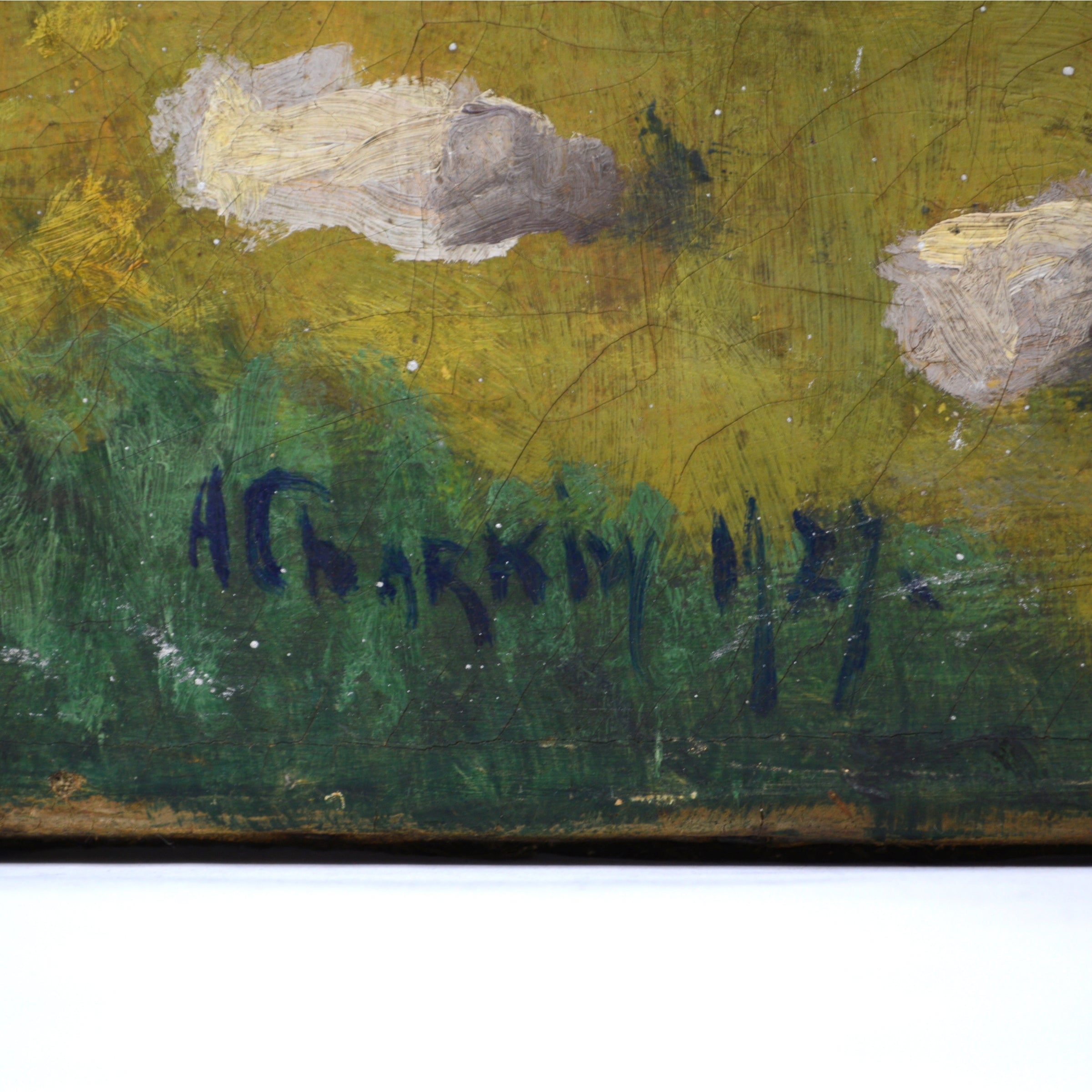 Antique Original Art Oil Painting - River Through Grasslands Landscape - Signed & Dated - Perfect for Home Decor, Office Wall Art & Gift Giving