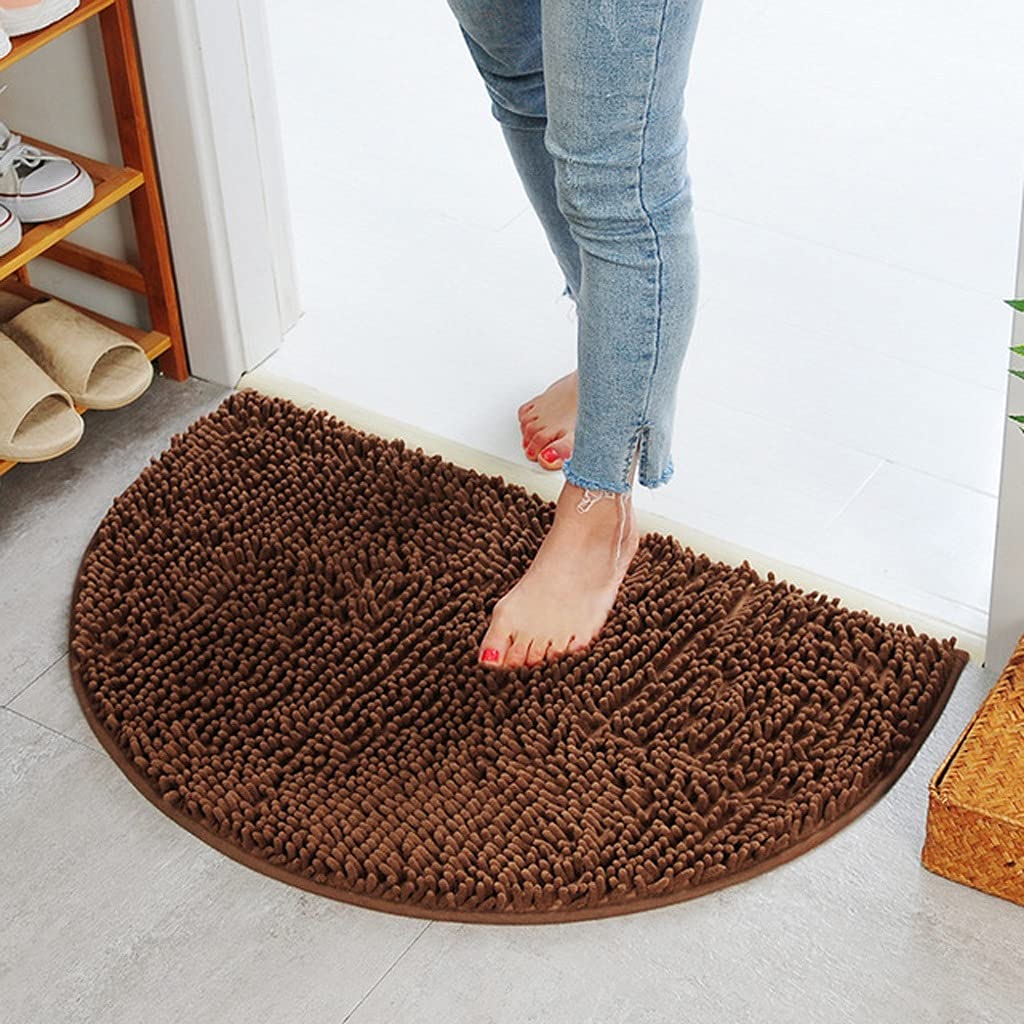BTYAY Chenille Bathroom Rug Set - Ultra Soft, Absorbent & Non-Slip Bath Mat for Toilet, Shower, and Bathtub - 40x60cm Semicircle Floor Mat for Bathroom, Bedroom & Living Room - Perfect for Wet Areas & Cozy Home Decor (Color: C)