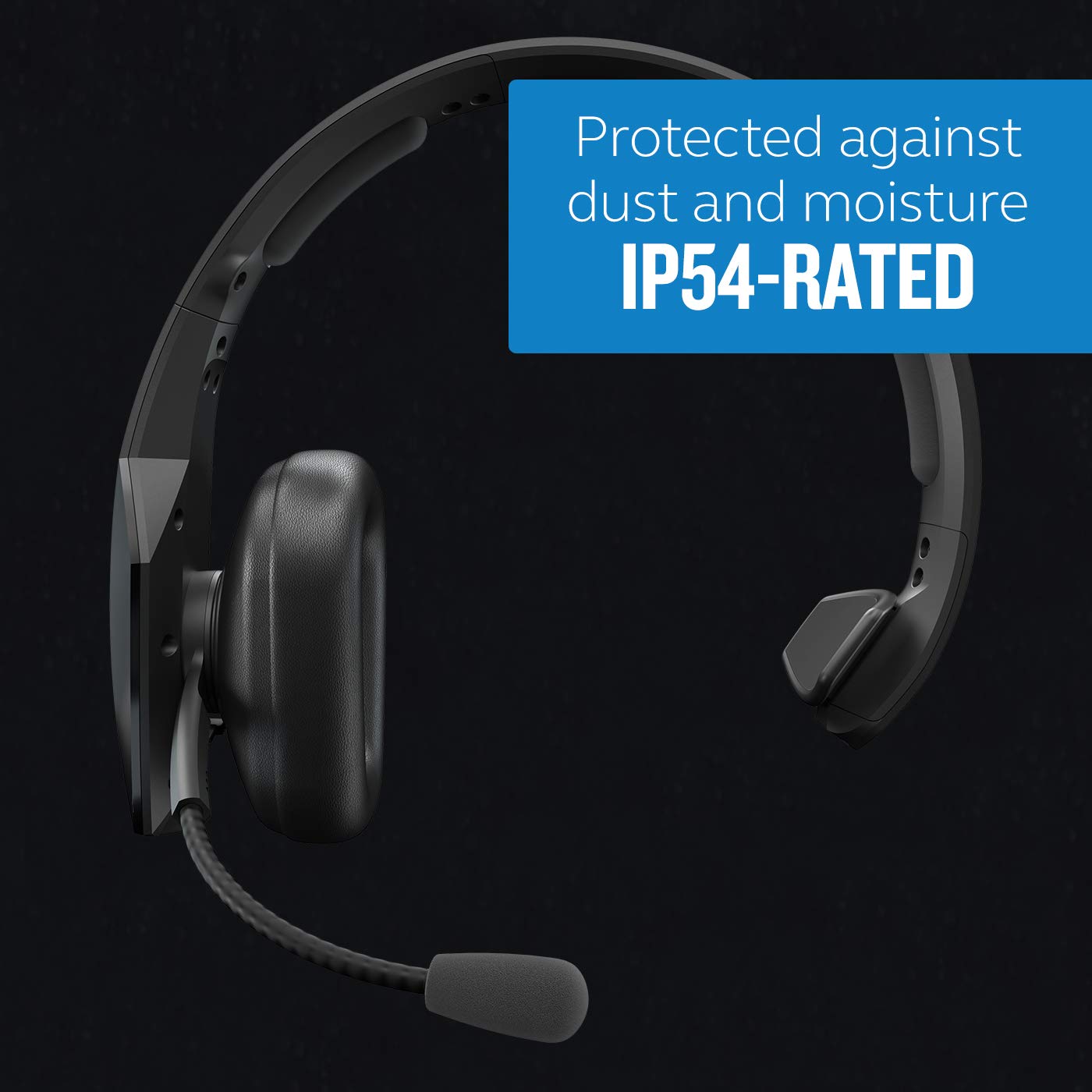 BlueParrott B550-XT Mono Bluetooth Wireless Headset with 96% Noise Cancellation - Over-Ear Trucker Headphones with Mic, 100% Voice Control, IP54 Waterproof Rating, 24-Hour Battery Life (Black) - Perfect for Truck Drivers, Call Centers & Noisy Work Environments