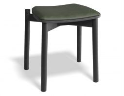 Andi Low Stool with Fabric Seat Pad - Black Ash Wooden Stool for Living Room, Bedroom & Office - Modern Accent Stool with Cushioned Seat