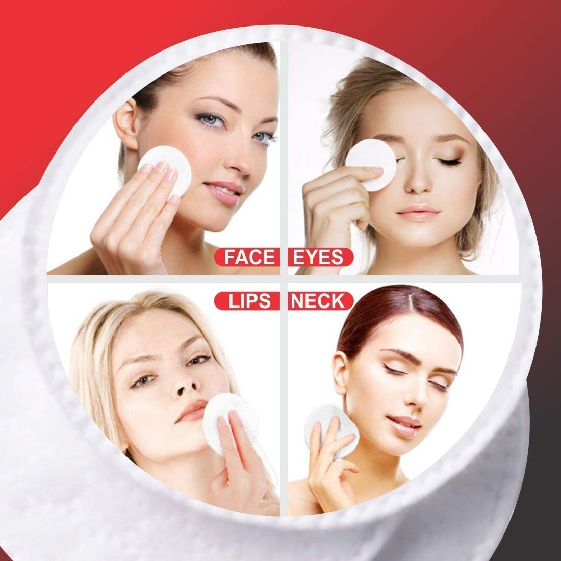 50pcs Organic Cotton Rounds for Makeup Removal & Skincare - Soft Reusable Facial Pads for Cleansing, Toner, Lotion Application - Includes 32 Nail Polish Remover Pads with Storage Box - Perfect for Travel, Spa & Daily Beauty Routine