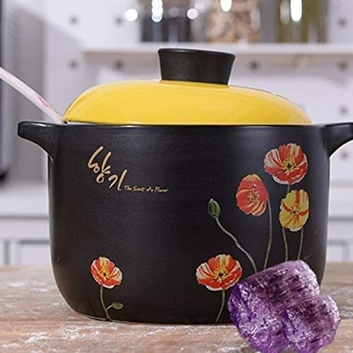 Black Heat-Resistant Ceramic Casserole Pot - Korean Style Stew Cookware for Soup, Braising & Slow Cooking | Durable Kitchen Pot for Stovetop & Oven Use | Perfect for Kimchi Jjigae, Army Stew & Homemade Soups