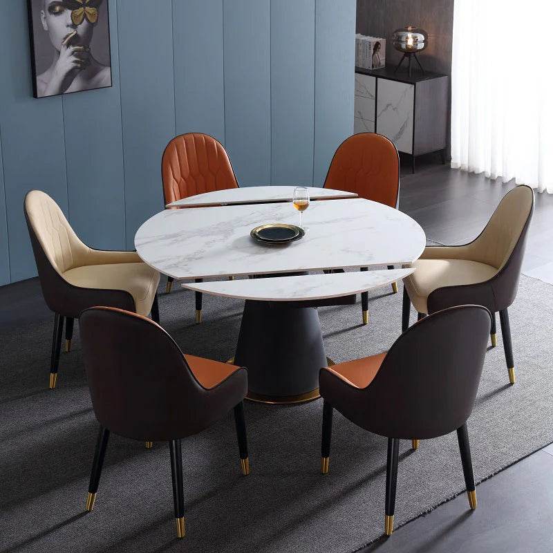 Frederica II Sintered Stone Extendable Dining Table - Modern Expandable Kitchen Table for 6-10 People - Perfect for Family Gatherings & Dinner Parties