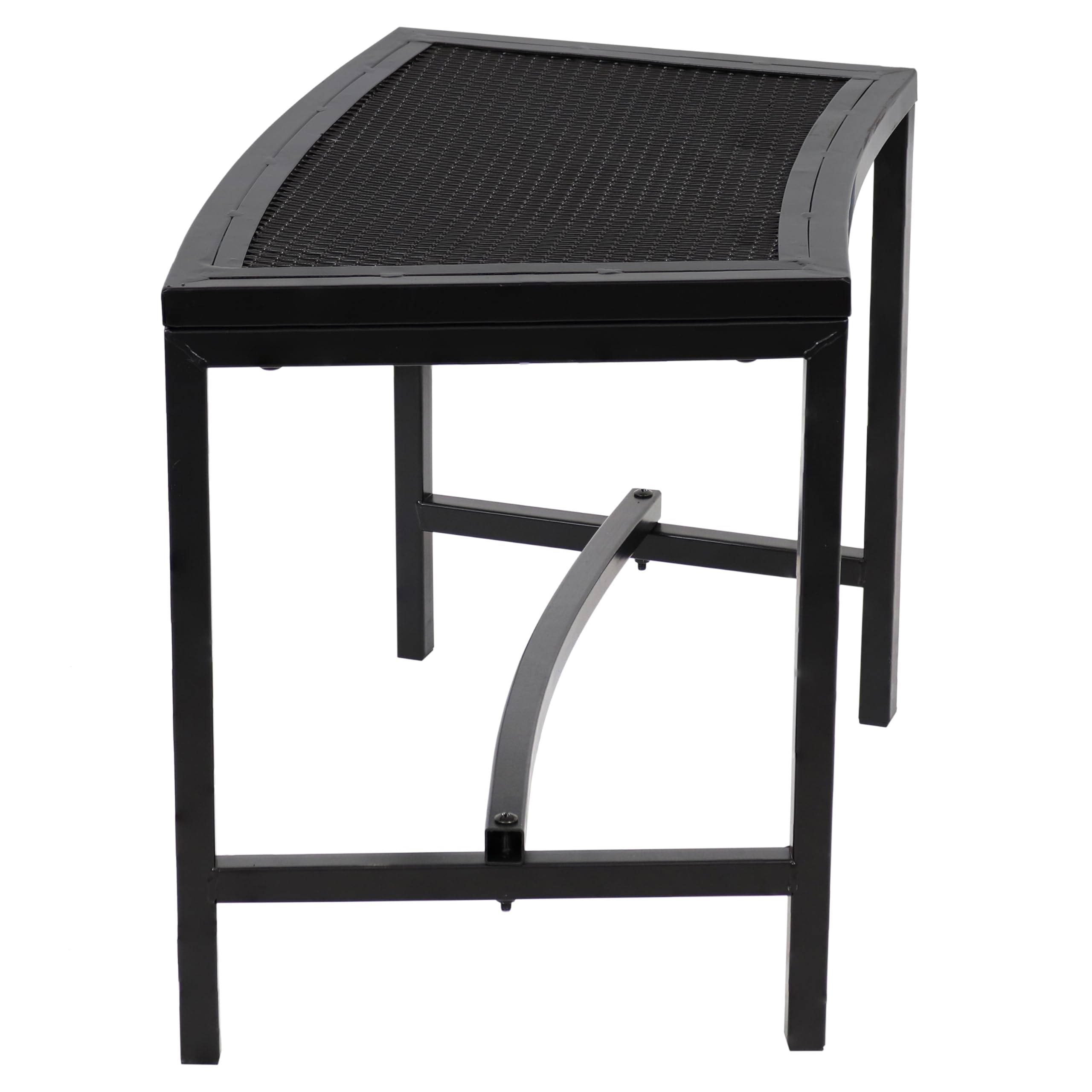 Black Powder-Coated Metal Mesh Fire Pit Bench Set of 2 - Backless Curved Outdoor Seating for Patio, Garden & Backyard - Perfect for Campfires, Gatherings & Relaxation