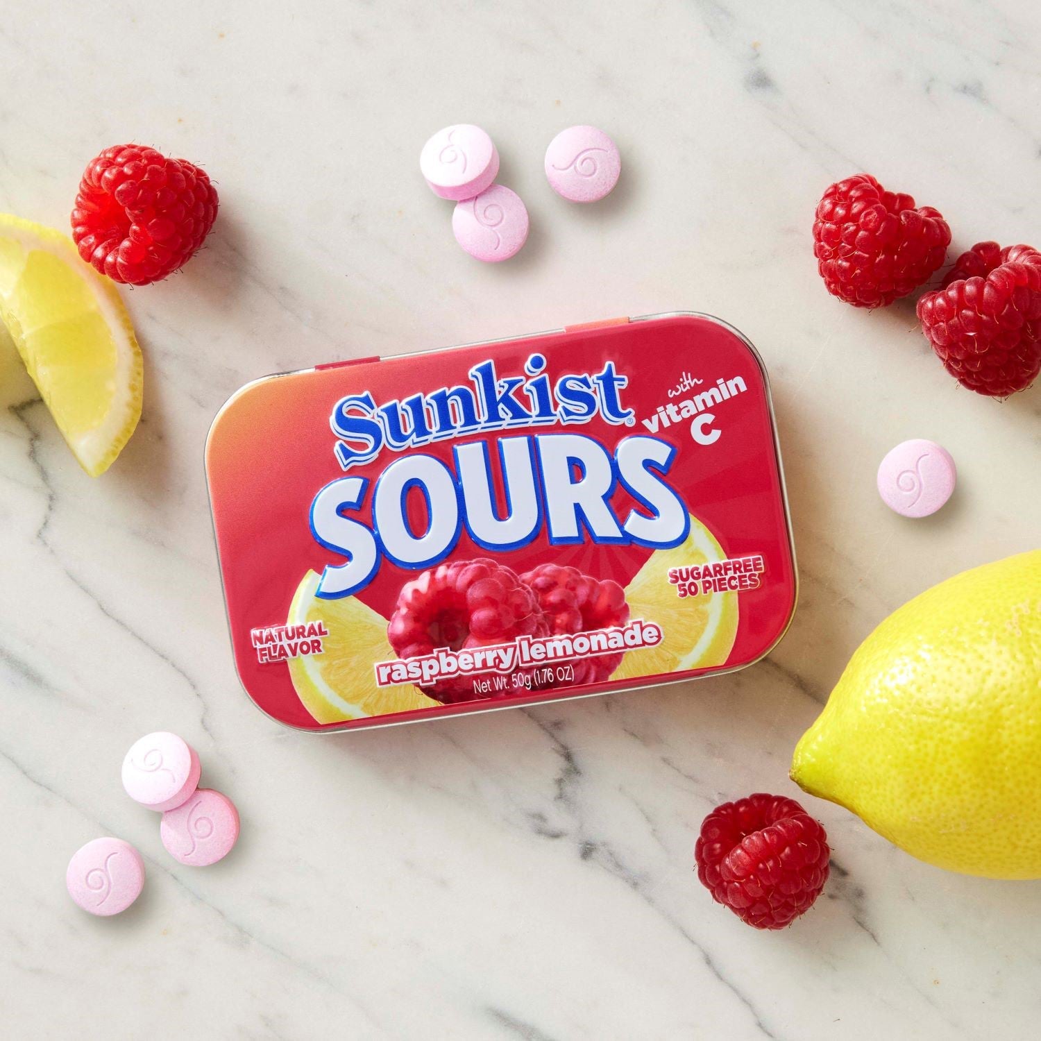 Big Sky Sour Raspberry Lemon Sugar Free Mints in Tin - 6 Count Box | Refreshing Breath for Office, Travel & After Meals