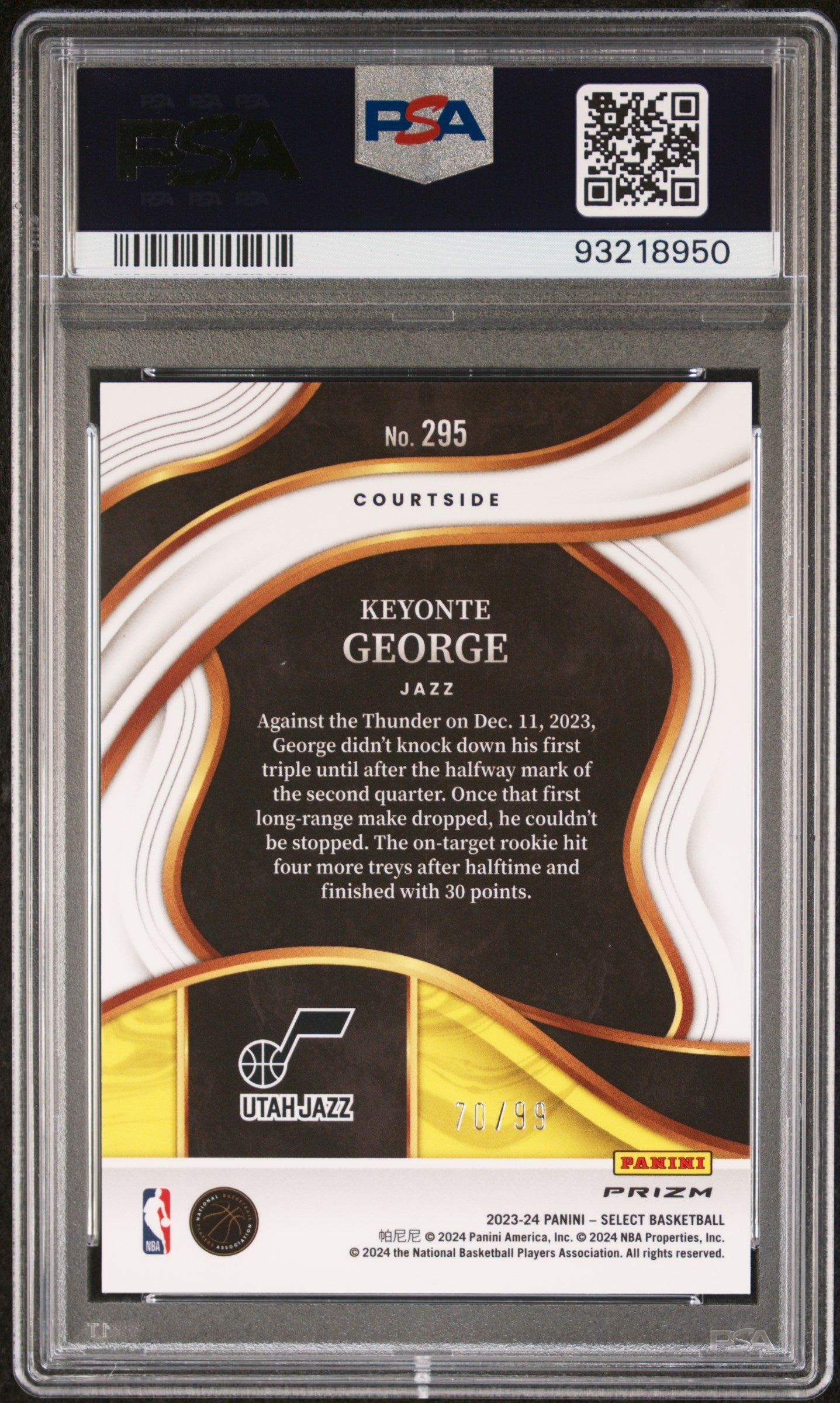 2023 Panini Select Keyonte George Light Blue Disco 70/99 #295 PSA 10 Graded Basketball Card - Rare Collectible for NBA Fans & Sports Memorabilia Enthusiasts (Perfect for Display, Investment, or Trading)