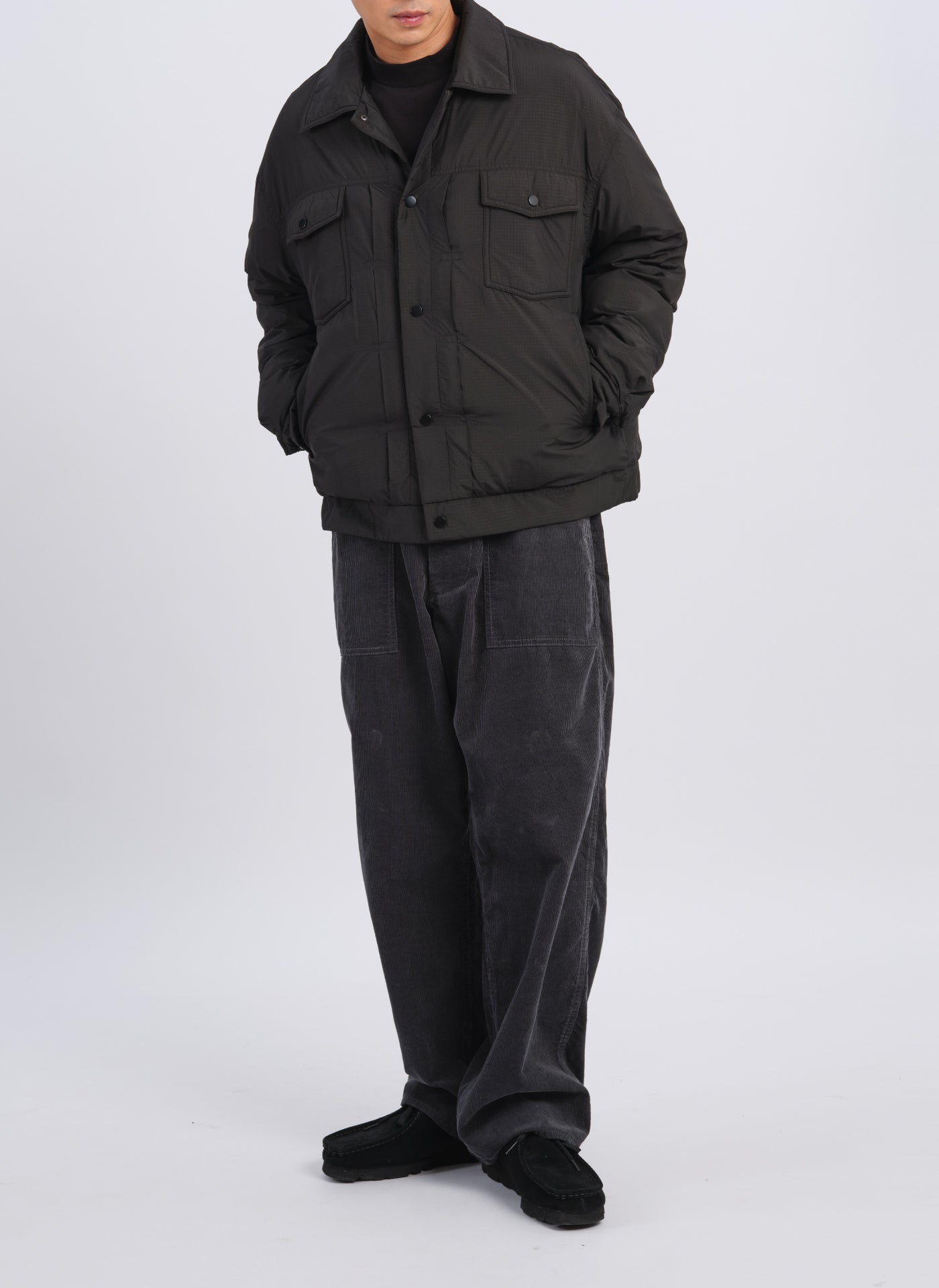 Men's Lightweight Polyester Trucker Down Jacket - Warm Winter Coat for Outdoor Activities, Hiking & Casual Wear