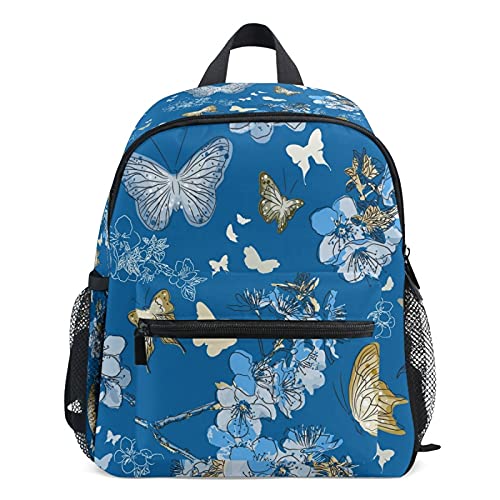 Butterfly Kids Backpack for Boys & Girls - Lightweight Toddler Backpack for Preschool, Nursery, Daycare - Cute Blue Butterfly Design - Perfect for School, Travel & Outdoor Adventures