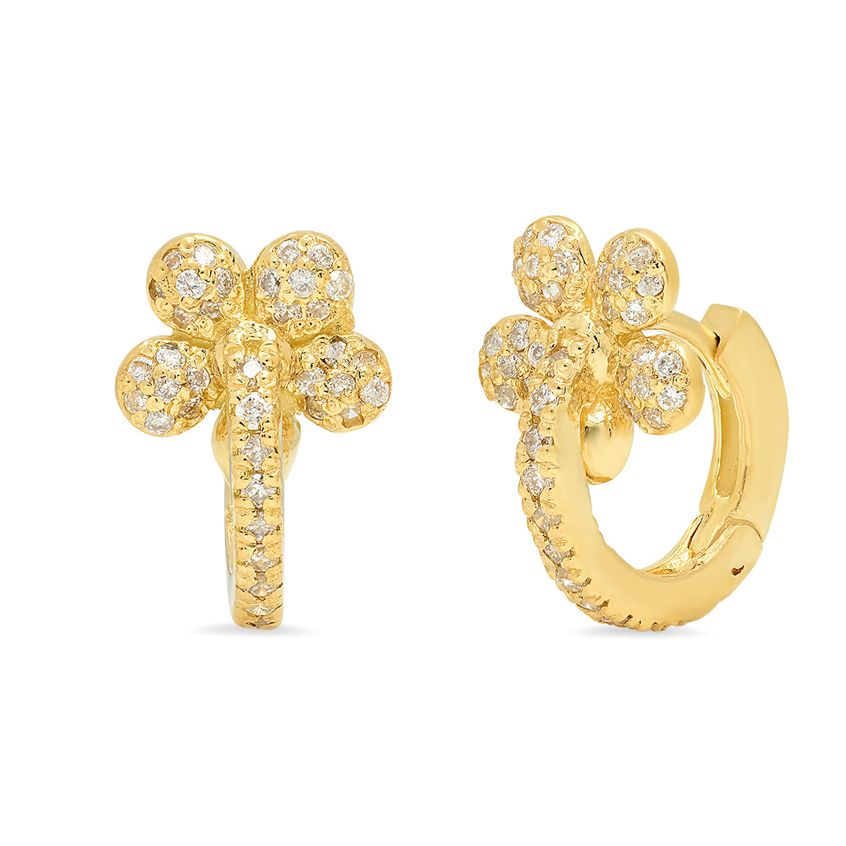 Mini Petite Flower Huggie Earrings - Dainty Floral Hoop Earrings for Women, Girls | Perfect for Everyday Wear, Parties & Gifts