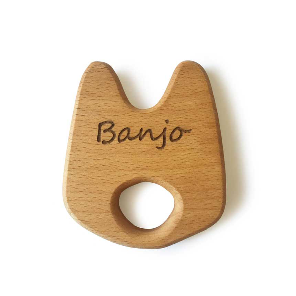 Organic Wooden Teether Toy for Babies - Safe & Natural Soothing Chew Toy for Teething Infants - Perfect for Home, Travel & Daycare Use