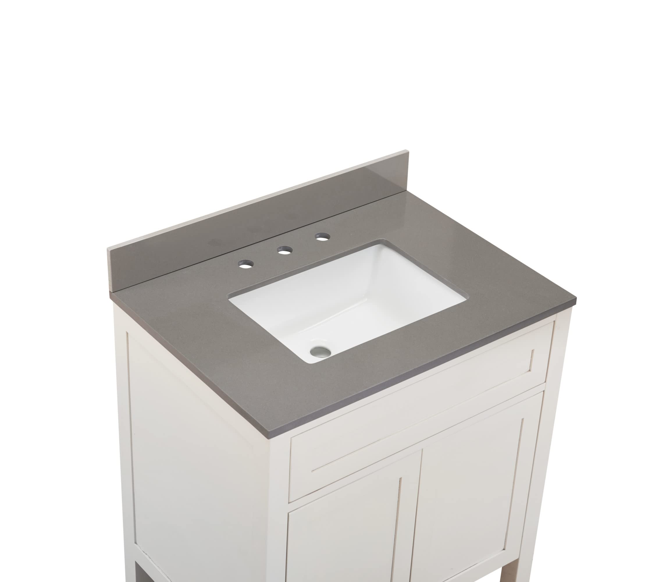 31 in. Composite Stone Vanity Top in Concrete Gray with White Basin - Durable Bathroom Sink Countertop for Modern & Farmhouse Style Homes