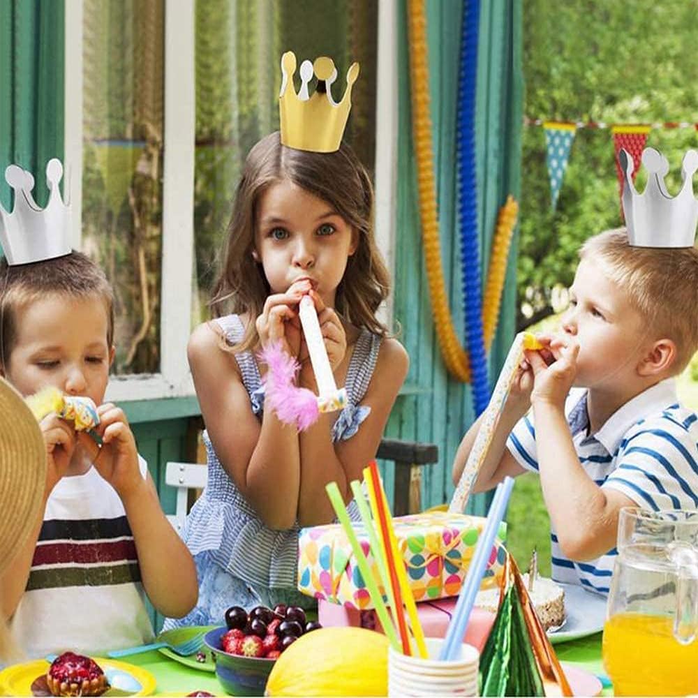 ELakiss 11-Piece Birthday Party Cone Hats Set with Pom Poms - Colorful Paper Cone Hats & Crowns for Kids and Adults (9 Hats + 2 Crowns) - Perfect for Birthday Parties, Baby Showers & Festive Celebrations