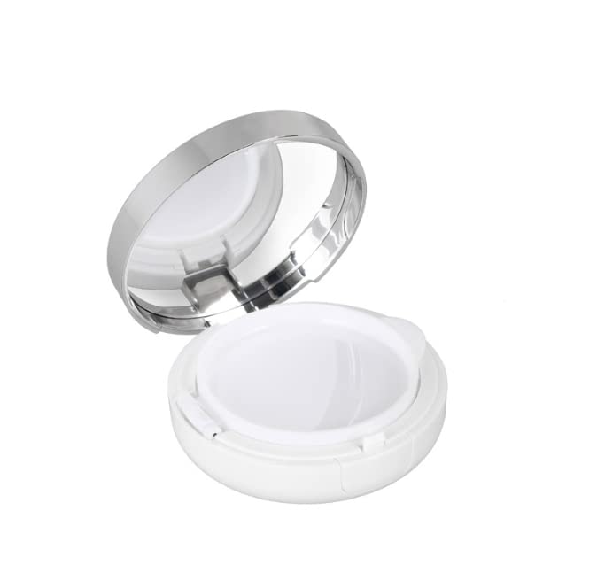 Luxury White Gold Trim Air Cushion Foundation Box - Portable Makeup Powder Container for BB Cream & CC Cream | Perfect for Travel, Touch-Ups & On-the-Go Makeup Application
