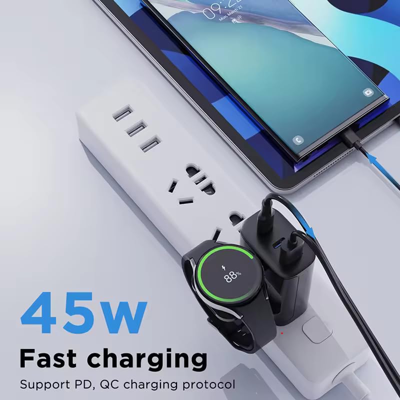 Samsung 43W 4-in-1 Fast Charger for Galaxy Watch, S23, Earbuds & Phones - Travel & Home Use