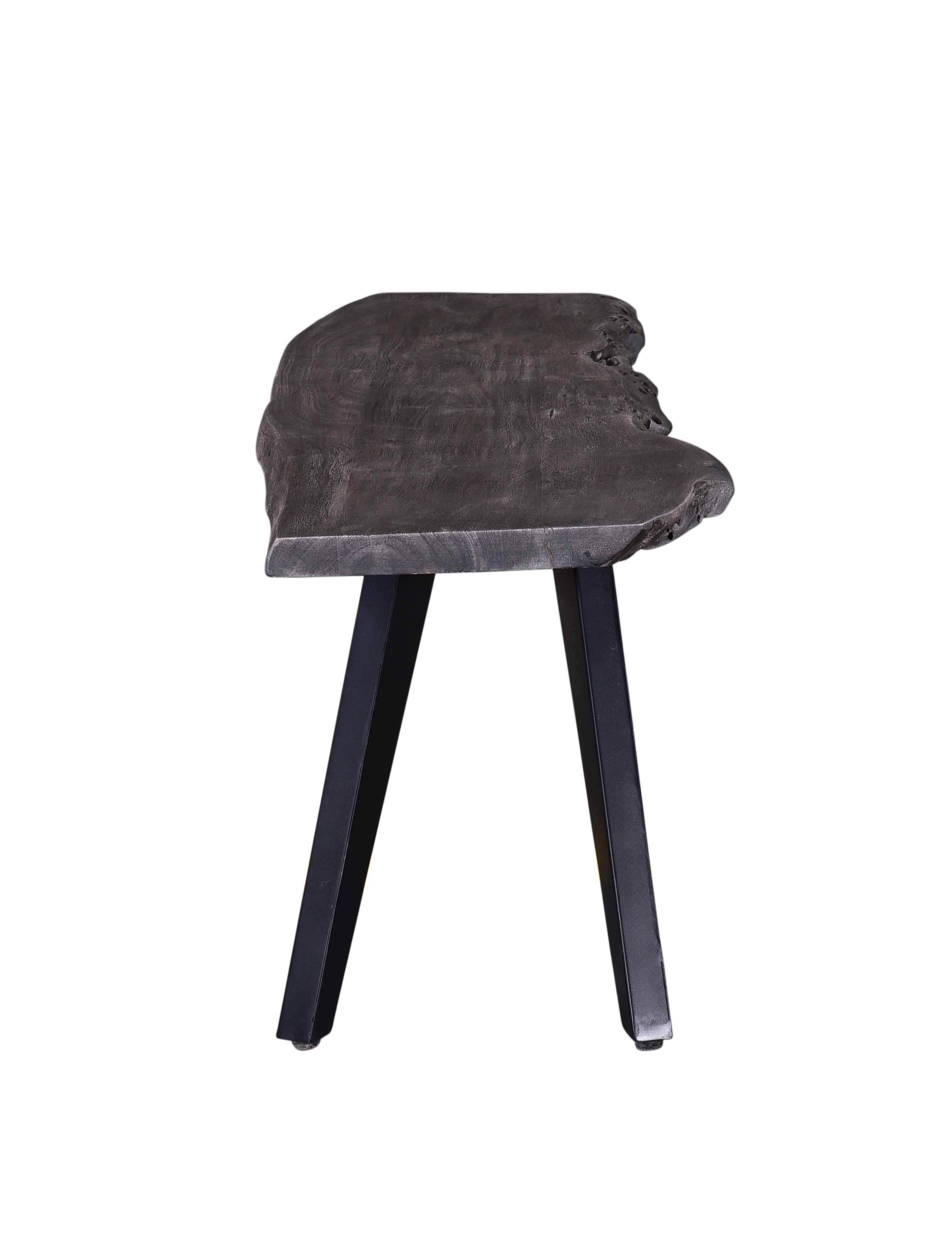 Wexford Wood Dining Bench in Grey and Black - Rustic Modern Kitchen Bench for Dining Room, Breakfast Nook, and Entryway Seating