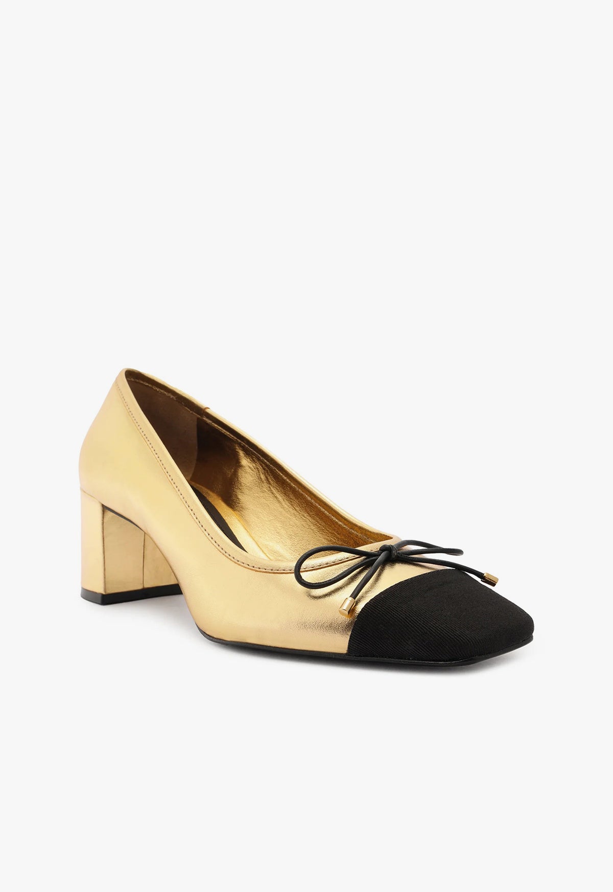 Arissa Women's Block Heel Metallic Leather Pumps - Elegant Pointed Toe Dress Shoes for Work, Party & Special Occasions