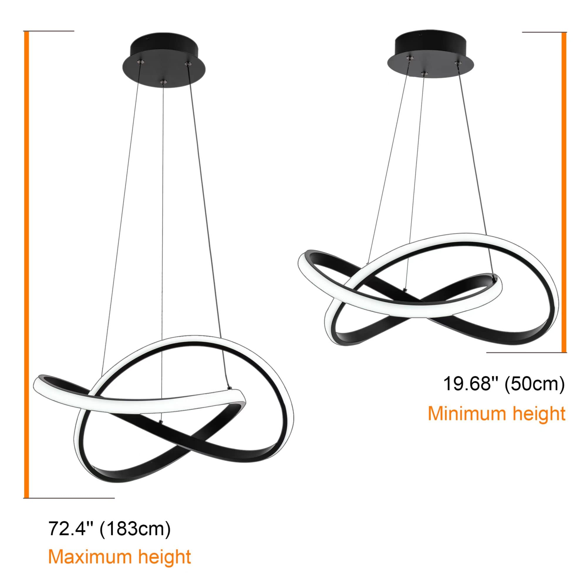 MAYNA Modern LED Pendant Light Fixture - Contemporary Adjustable Chandelier with Irregular Ring Lights, 6000K Daylight White - Perfect for Dining Room, Kitchen, Entryway, Living Room & Bedroom Lighting