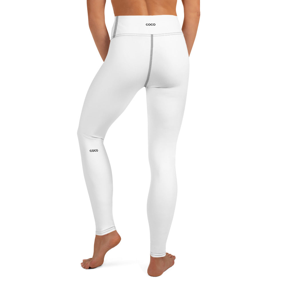 COCO Yoga Leggings for Women - High Waisted Black Workout Leggings with Chanel-Inspired Stitch Detail | Perfect for Yoga, Gym & Lounge Wear