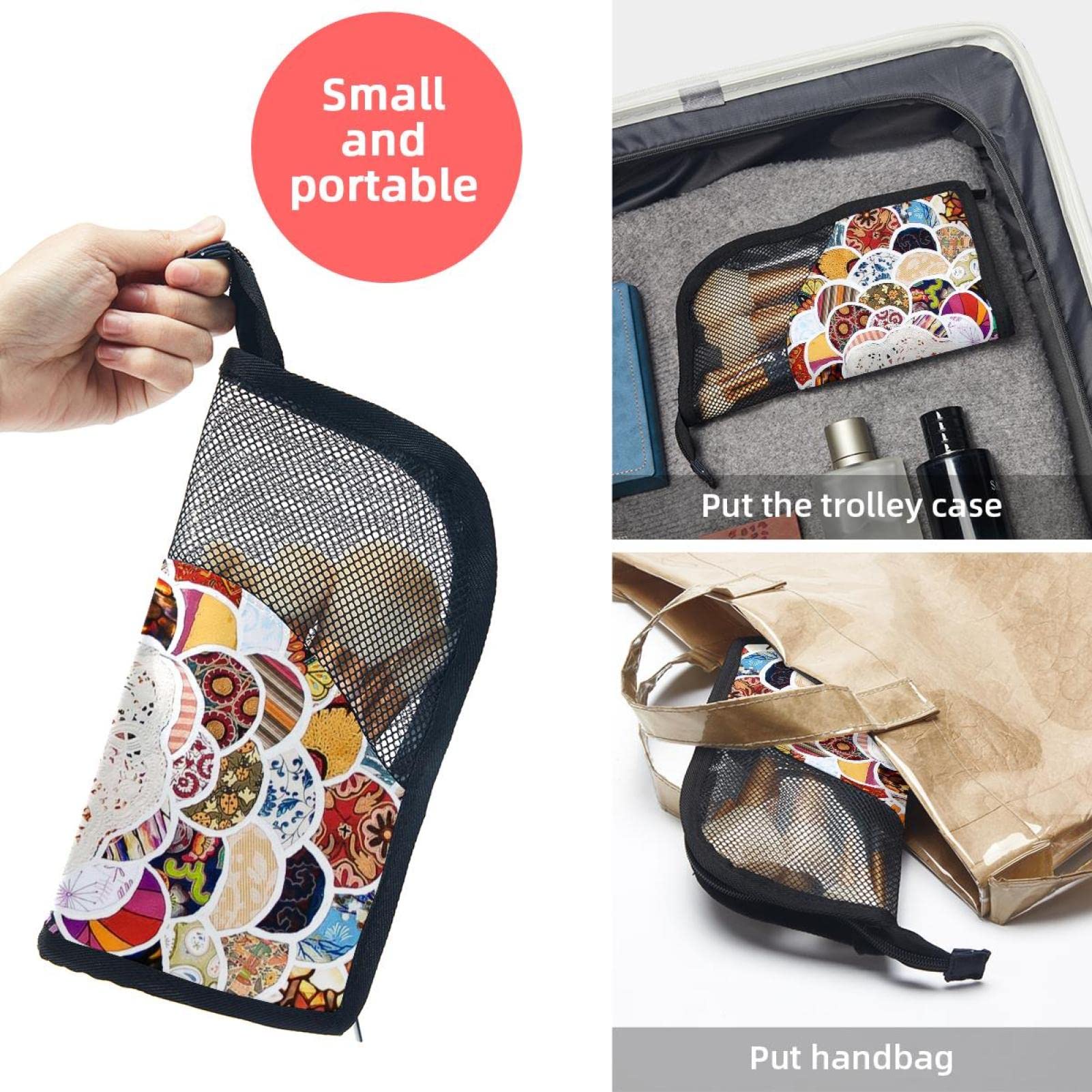 Premium Makeup Brush Organizer Bag with 12 Brushes - Abstract Mandala Flower Design - Portable Cosmetic Brush Holder Case for Travel, Home Vanity & Professional Makeup Artists