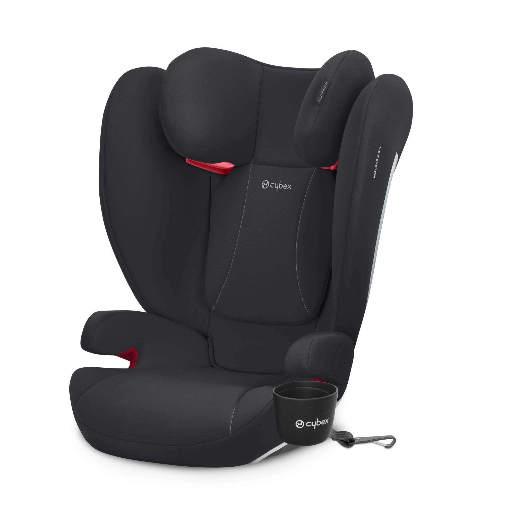 Cybex Solution B-Fix High Back Booster Car Seat for Kids 40-100 lbs - Lightweight, LATCH System, Side-Impact Protection, Adjustable Headrest - Comfortable & Secure Design in Volcano Black - Perfect for School Drop-offs, Road Trips & Everyday Safety