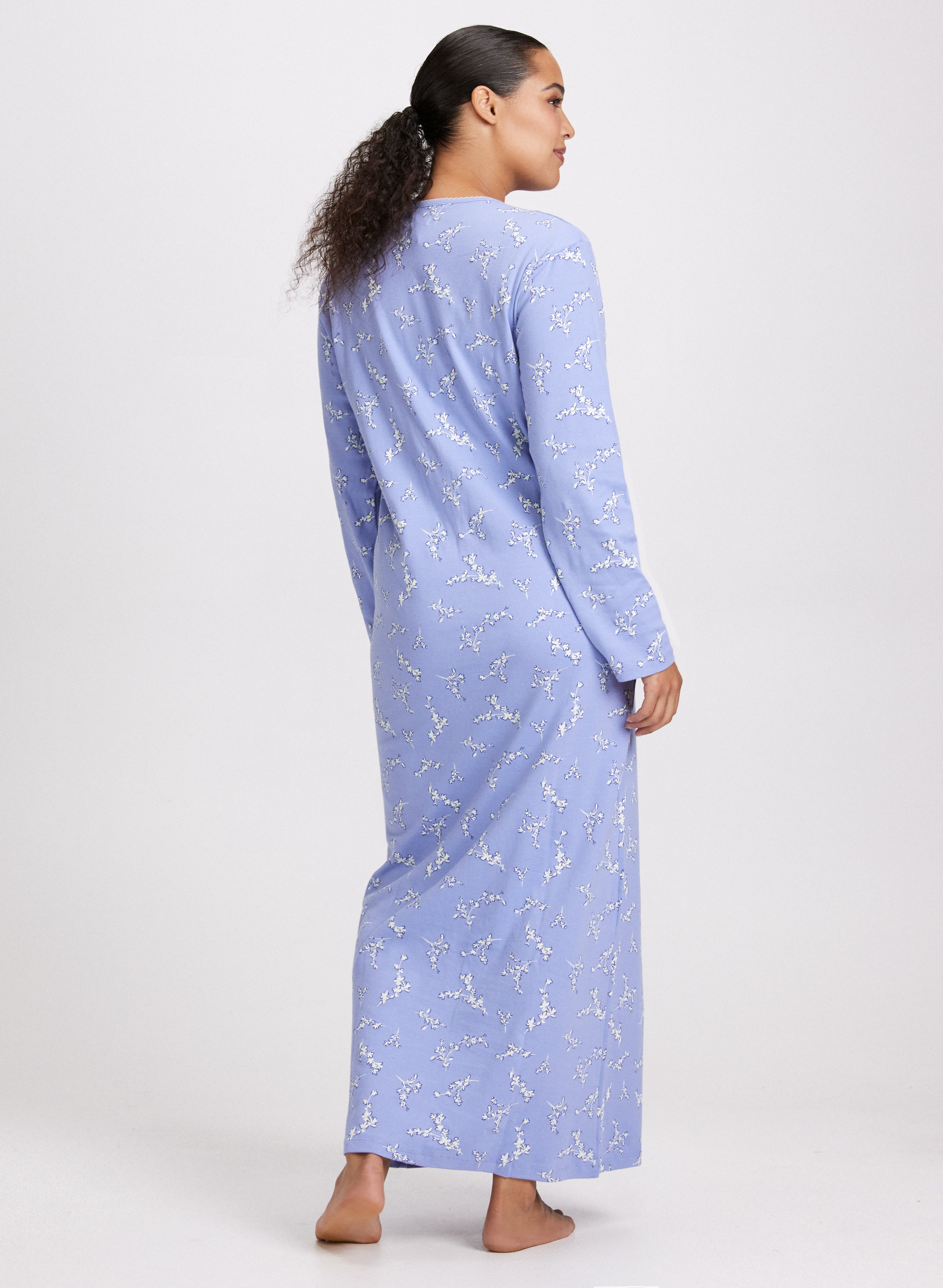 Floral Print Long Nightgown for Women - Soft Comfortable Sleepwear - Perfect for Relaxing at Home or Gift Giving