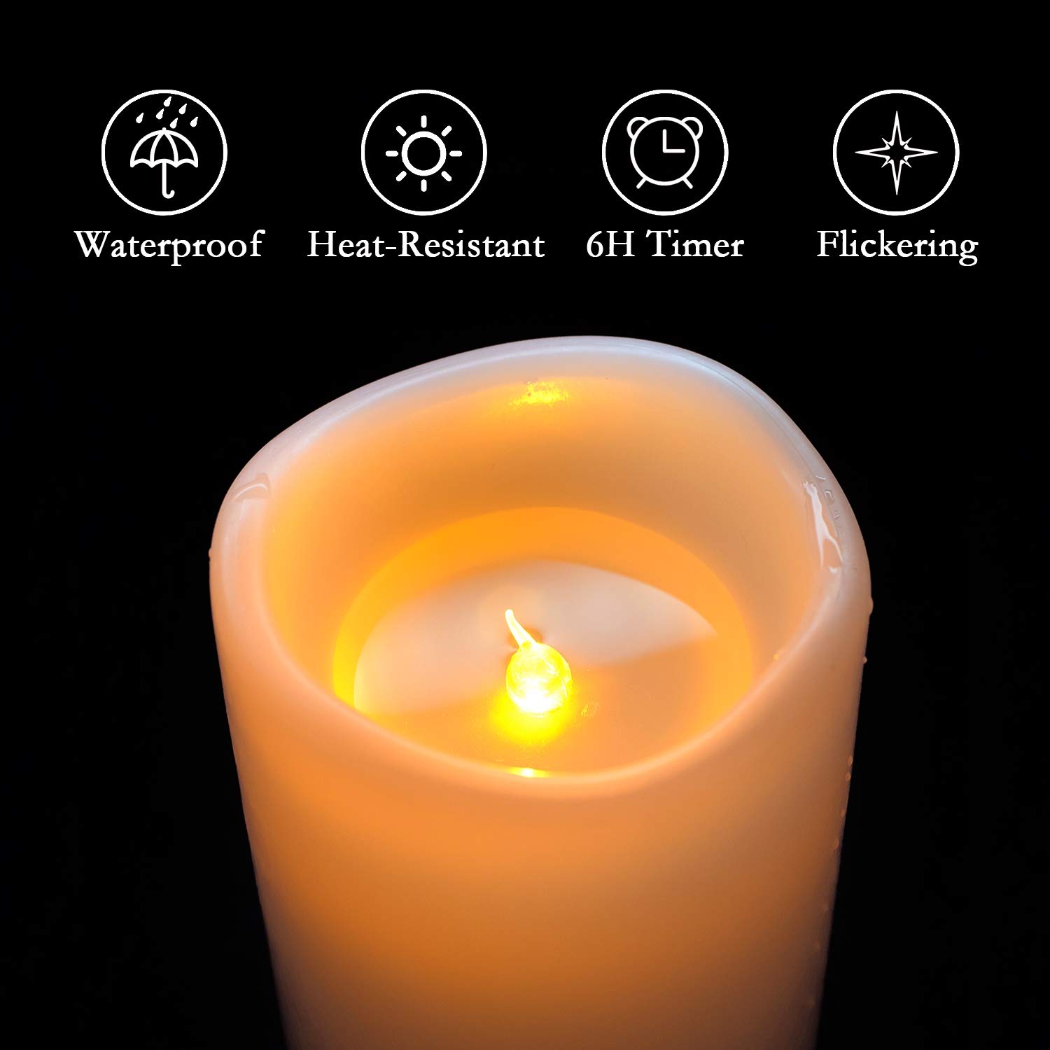 Amagic 8” x 4” Battery Operated Flameless Candles - Waterproof Outdoor Candles with Remote Control & Timer, Long-Lasting Ivory White LED Candles (Set of 2) - Perfect for Patio, Garden, Wedding & Home Decor
