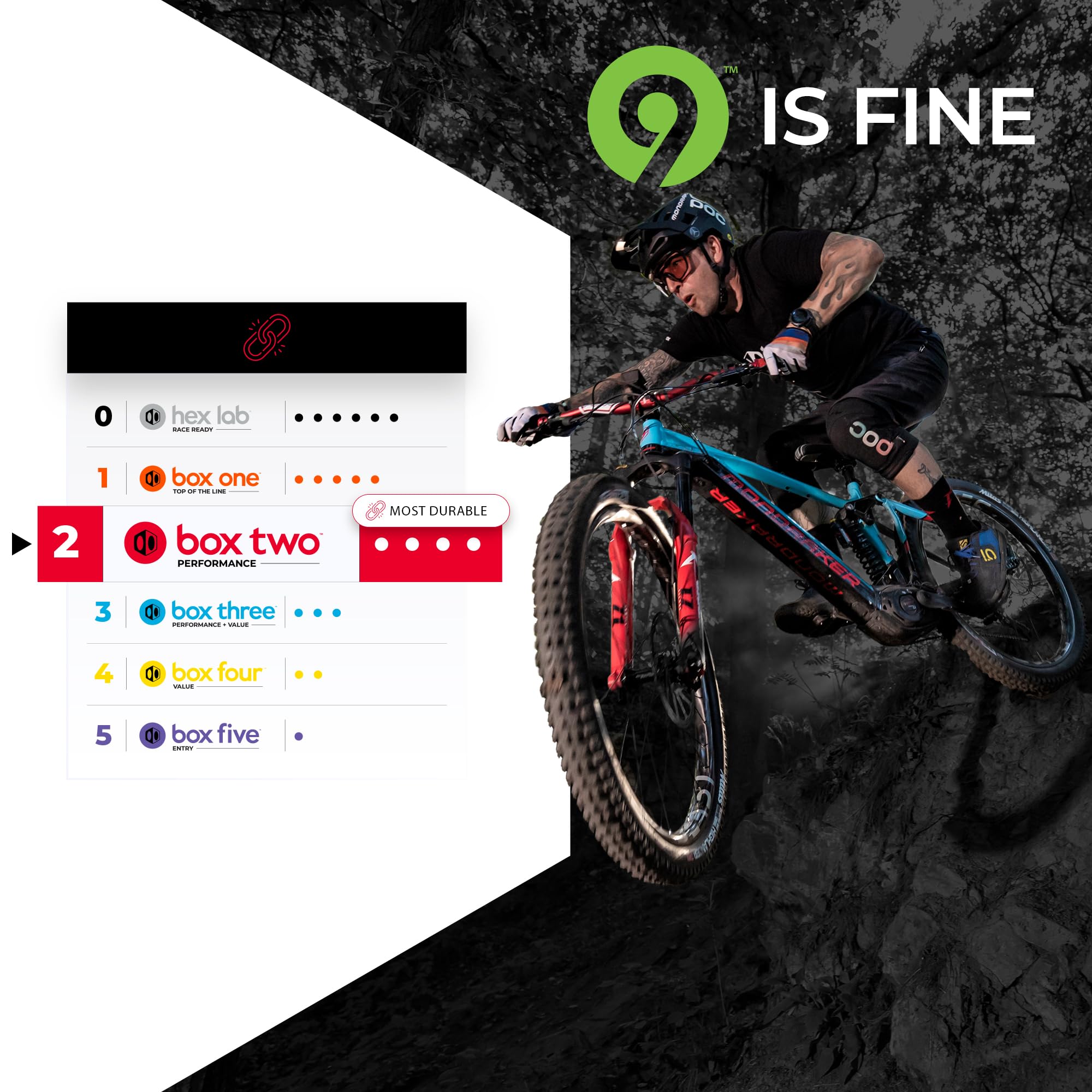 Box Two Prime 9 Non E-Bike & E-Bike Cassette 11-50T/12-50T - HG Hub Compatible 9/10/11 Speed Mountain Bike Cassette - Lightweight MTB Cassettes for Trail Riding & Off-Road Cycling