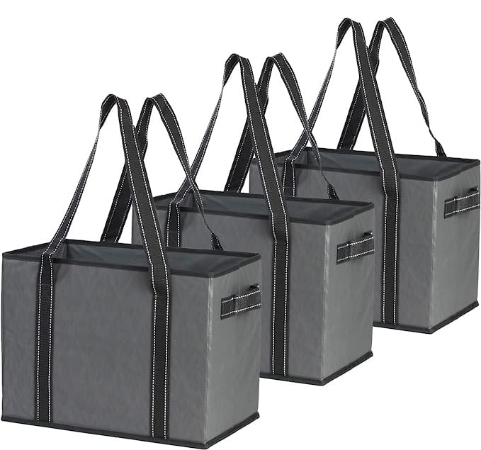 Eco-Friendly Reusable Grocery Bags Set - Heavy Duty Foldable Shopping Totes with Reinforced Bottom for Supermarket, Farmers Market & Storage | Collapsible & Durable