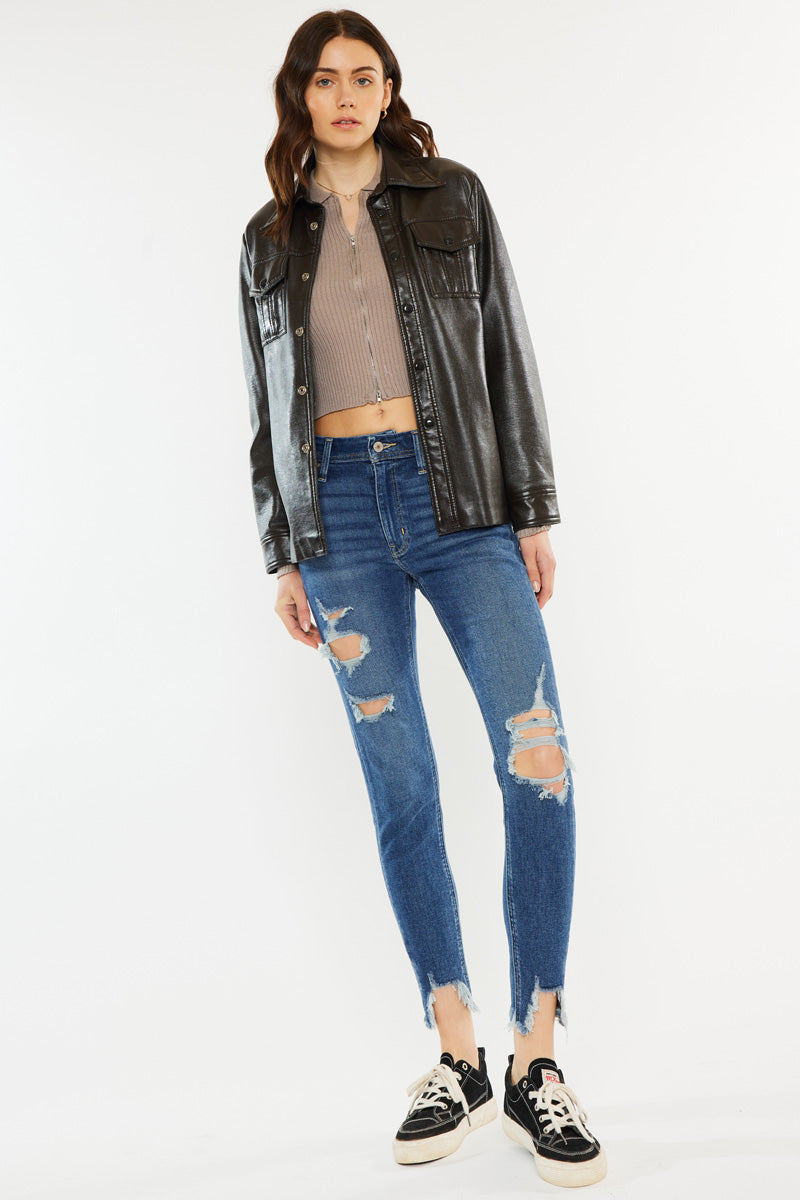 Luna High Rise Ankle Skinny Jeans for Women - Stretchy Denim Pants, Slim Fit, Comfortable & Trendy - Perfect for Casual Outfits, Date Nights & Office Wear