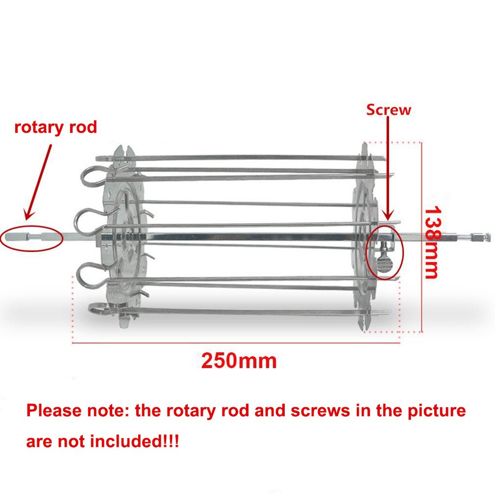 Premium Stainless Steel BBQ Grill Basket - Heavy Duty Vegetable & Meat Skewer Kebab Maker for Rotisserie Oven, Camping, Backyard Grilling - Perfect for Chicken, Shrimp, Veggies - Easy to Clean & Rust Resistant
