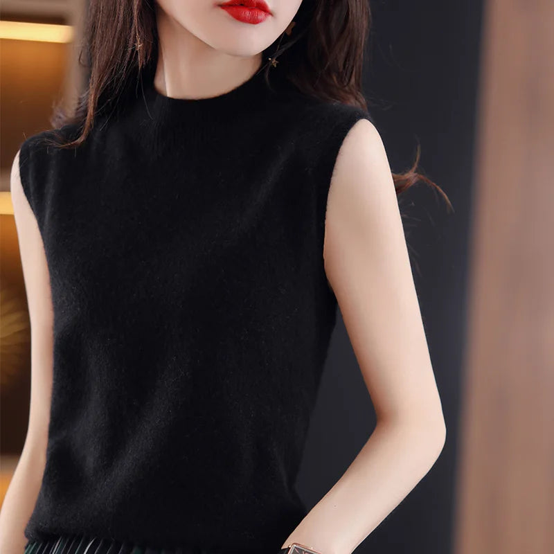 Women's Sleeveless Casual Sweater - Lightweight Summer Knit Top for Layering or Office Wear