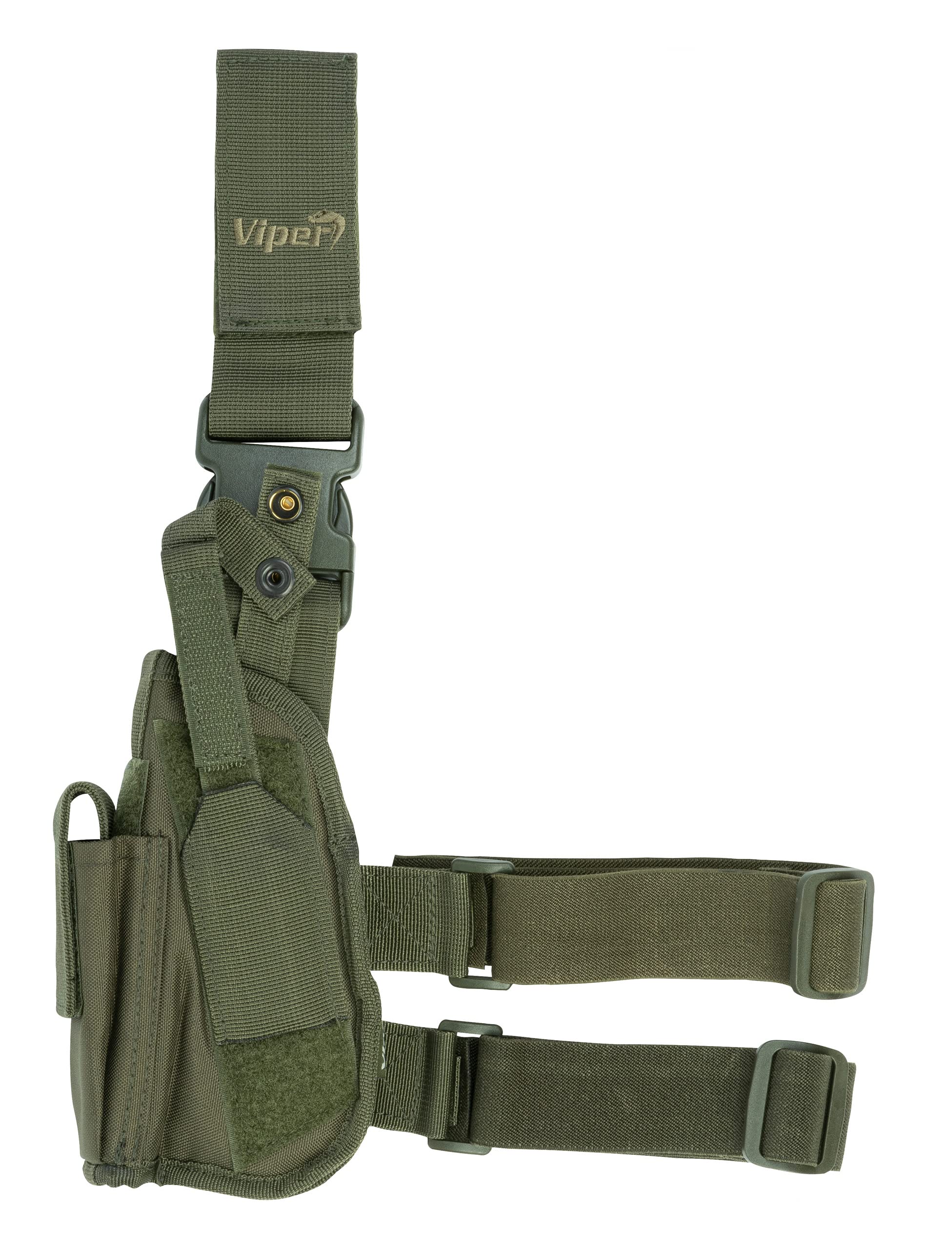 VIPER Tactical Leg Holster for Left Hand - Adjustable Green Thigh Gun Holster | Perfect for Shooting Range, Airsoft, Paintball & Outdoor Hunting Accessories
