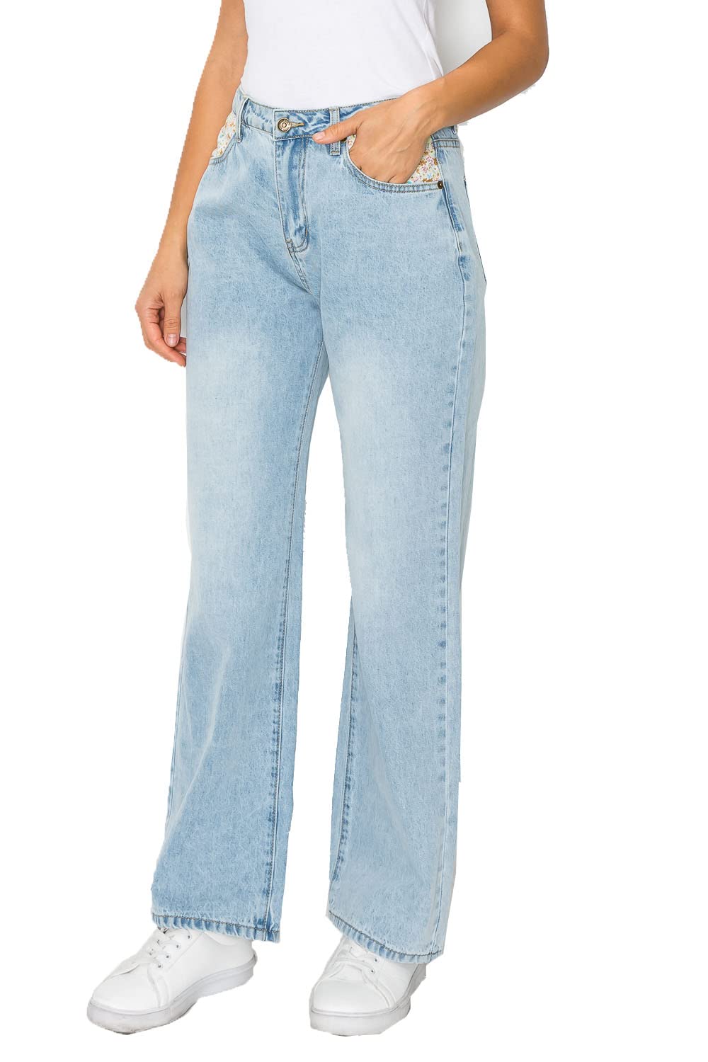 ZAMONG Women's High Waisted Straight Wide Leg Jeans - Stretch Denim Pants for Casual Wear, Office & Weekend Outfits