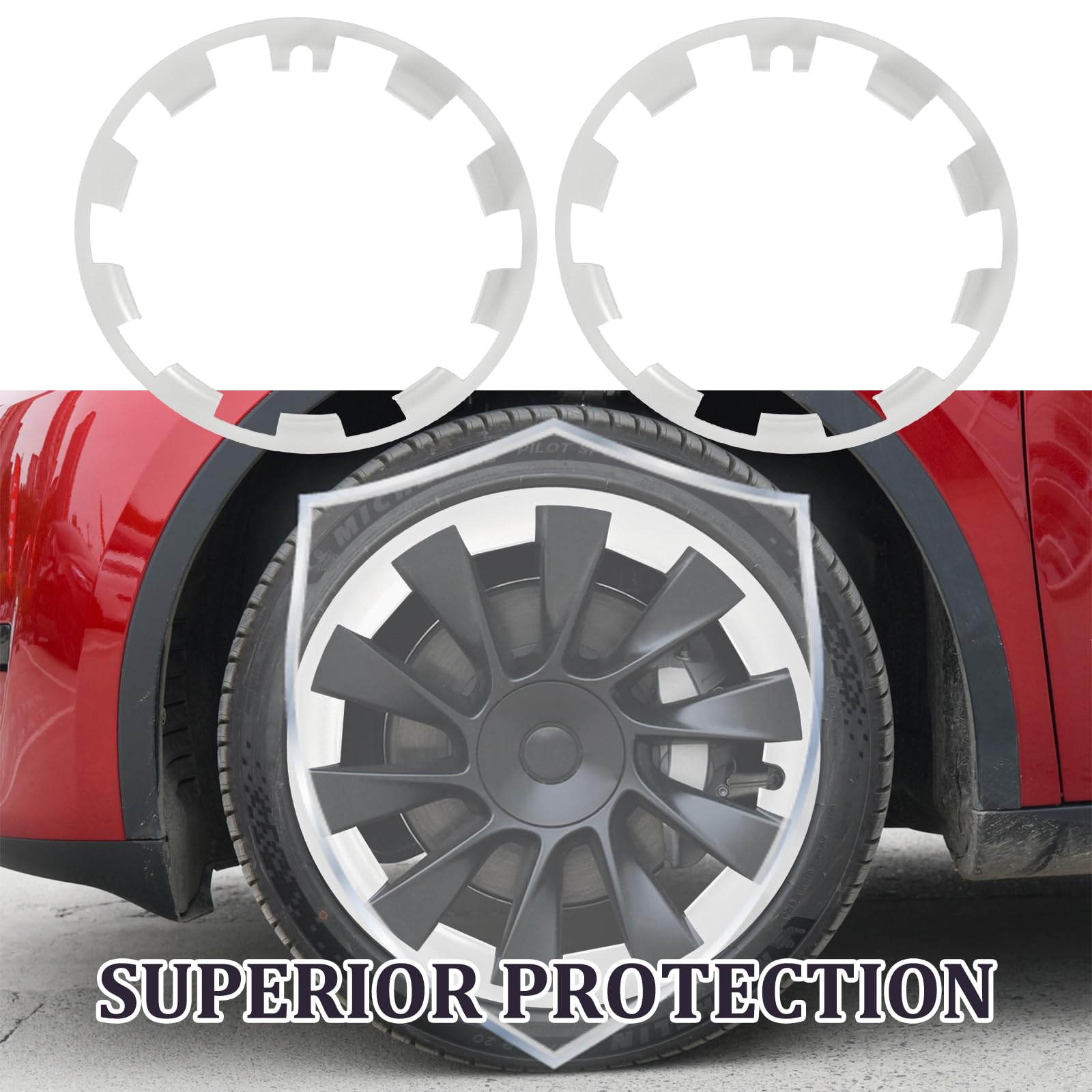5 PCS 20 Inch Tire Trim Rings for Tesla Model Y 2017-2024 - Wheel Rim Protector, Rim Guard, Hubcaps Cover - Durable Wheel Rim Protection Accessories for Enhanced Style and Safety on Roads